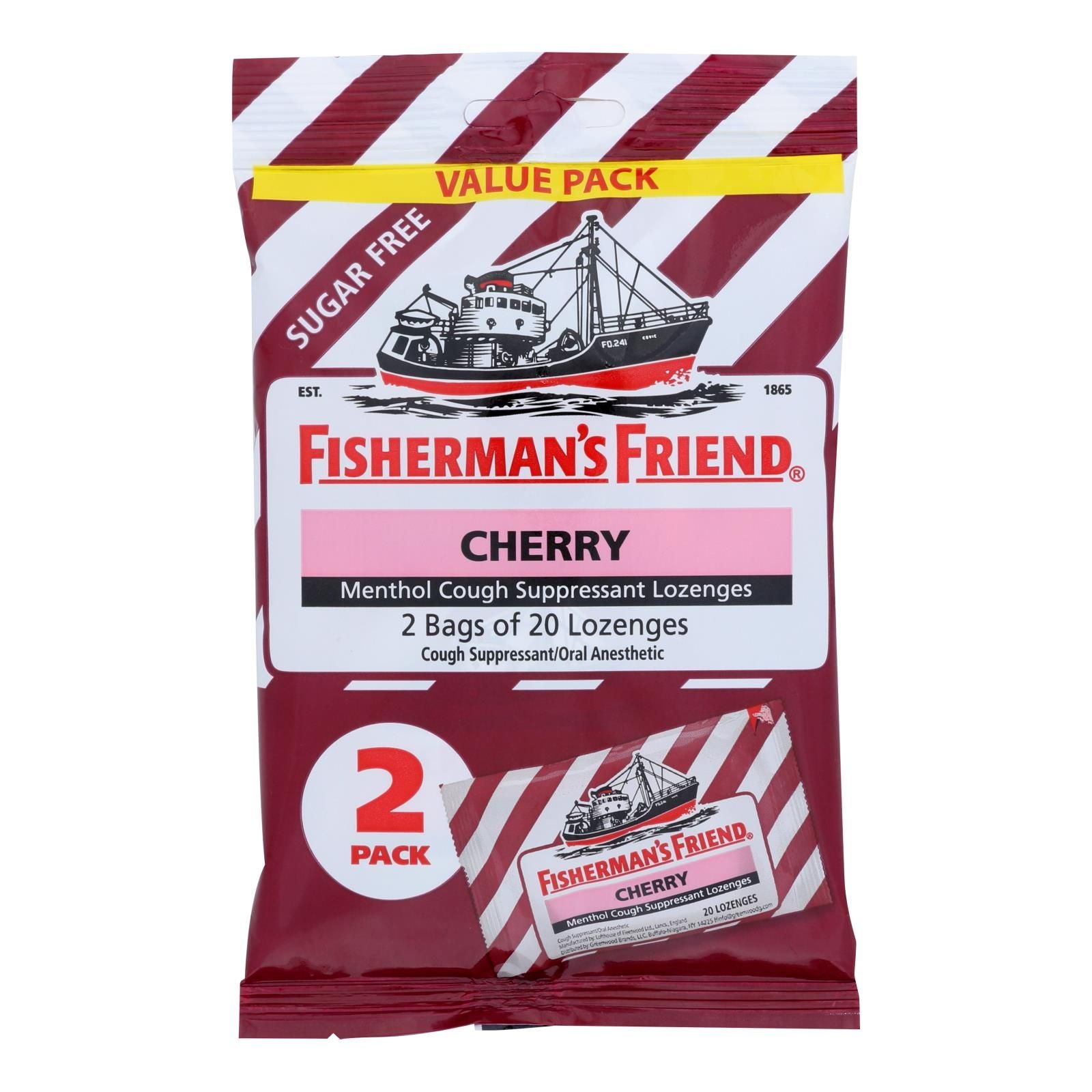 Fishermans Friend - Loz Fat Free Cherry Sugar Free - Case Of 12 - 40 Ct