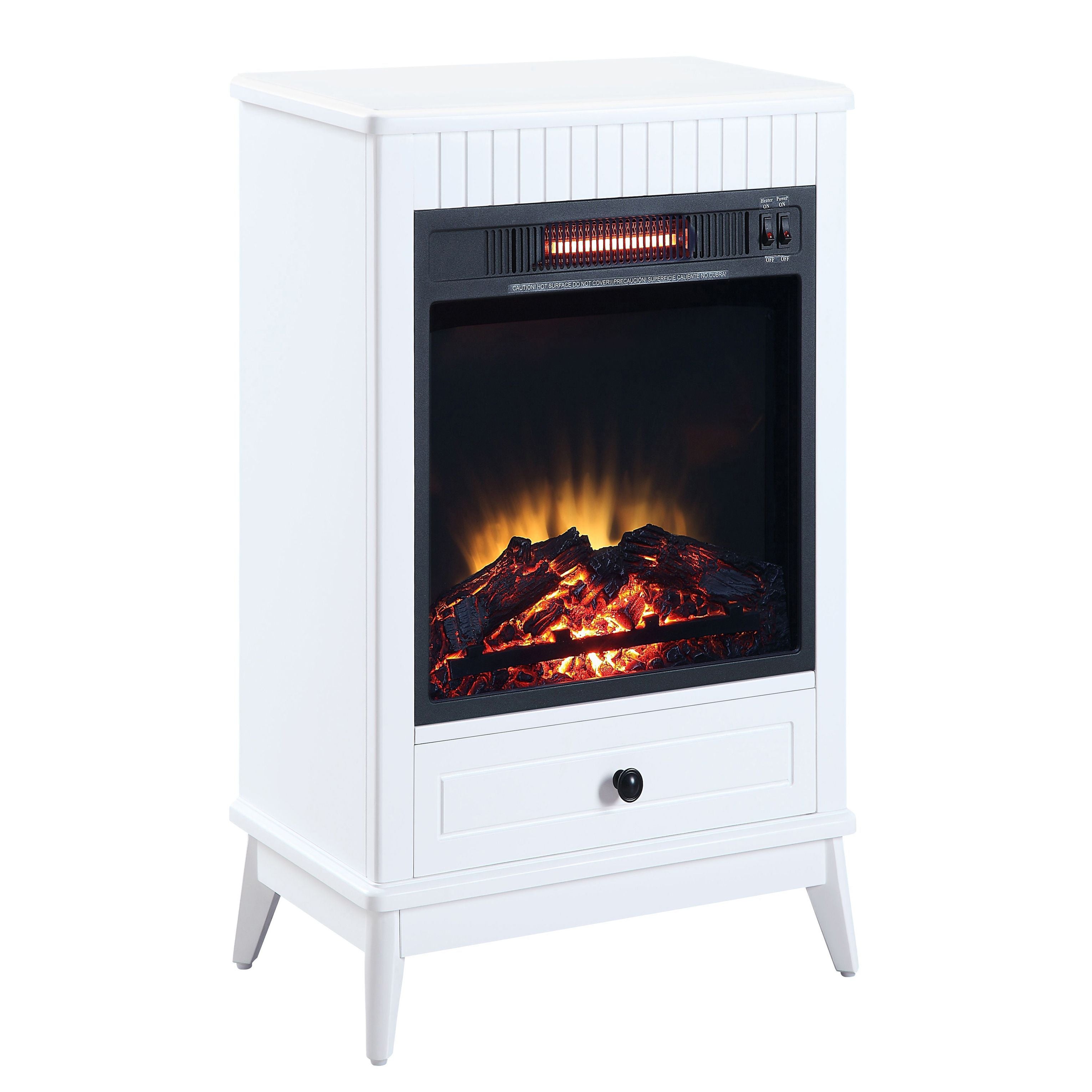 White Fireplace with 1 Drawer