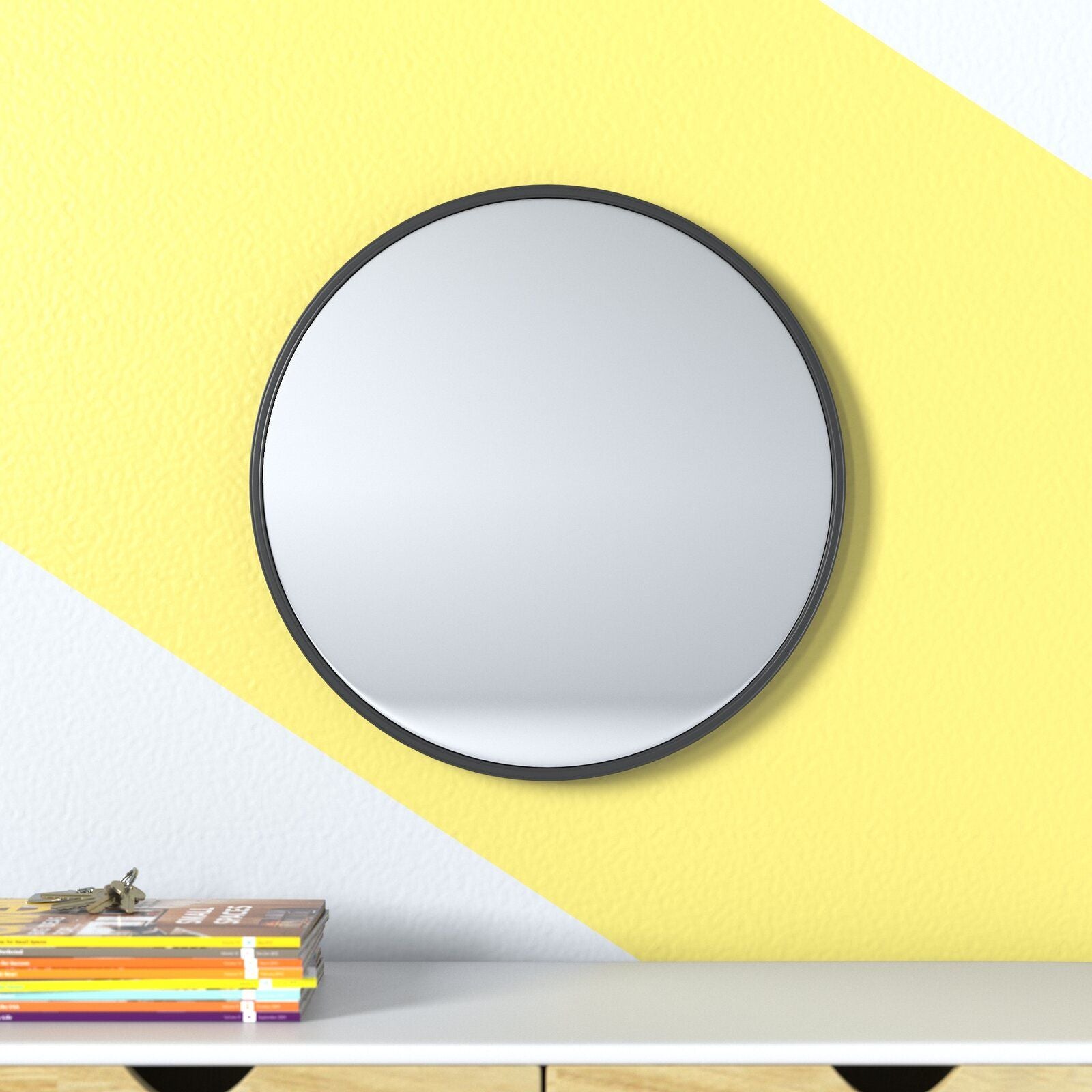 Wall Mounted Round Mirror with Brushed Metal Frame 28 x 28 for Bathroom, Vanity, Living Room, Bedroom, Entryway Wall Decor(D0102