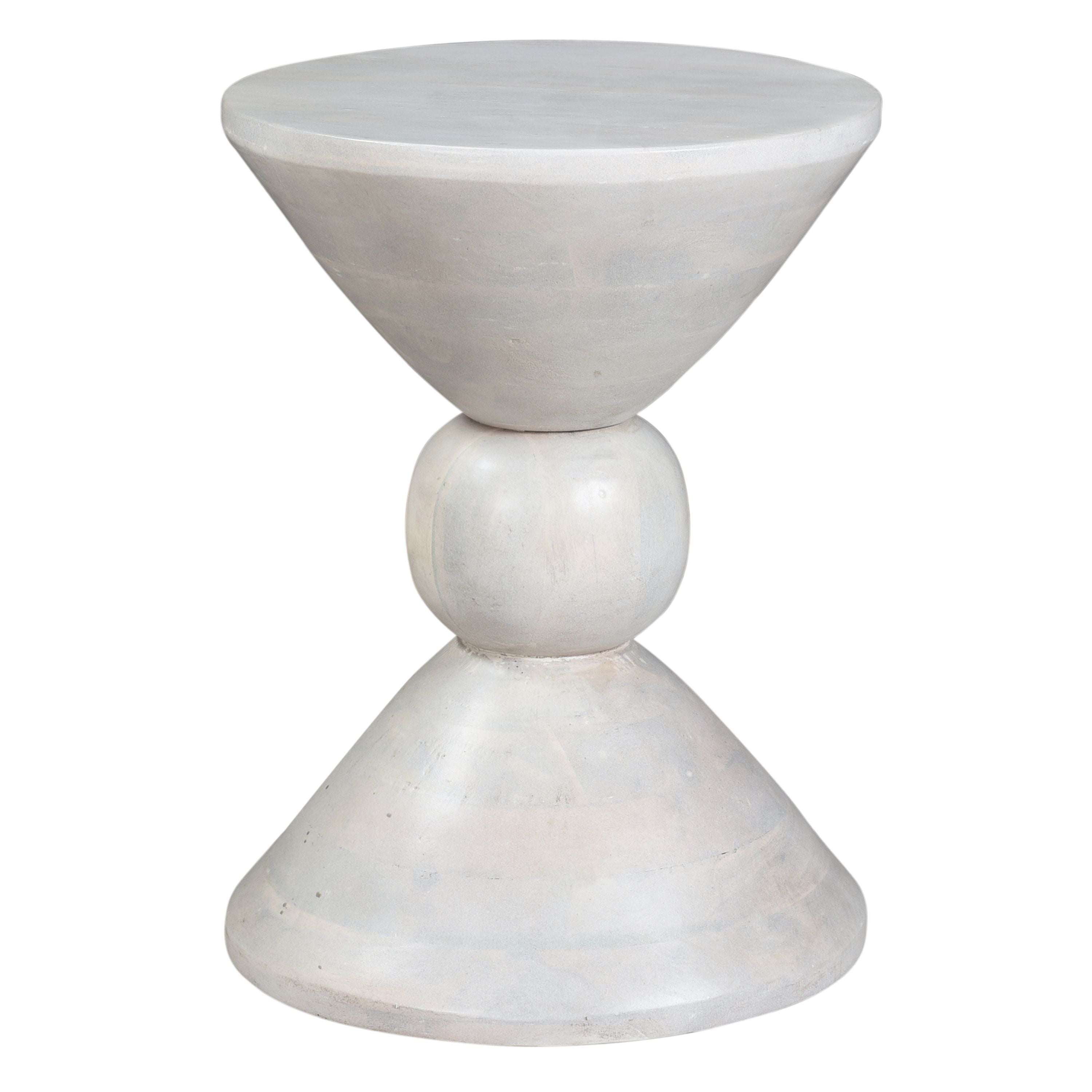 DunaWest Farmhouse End Table with Spool Shape Design and Wooden Body, White(D0102HPKUL7.)
