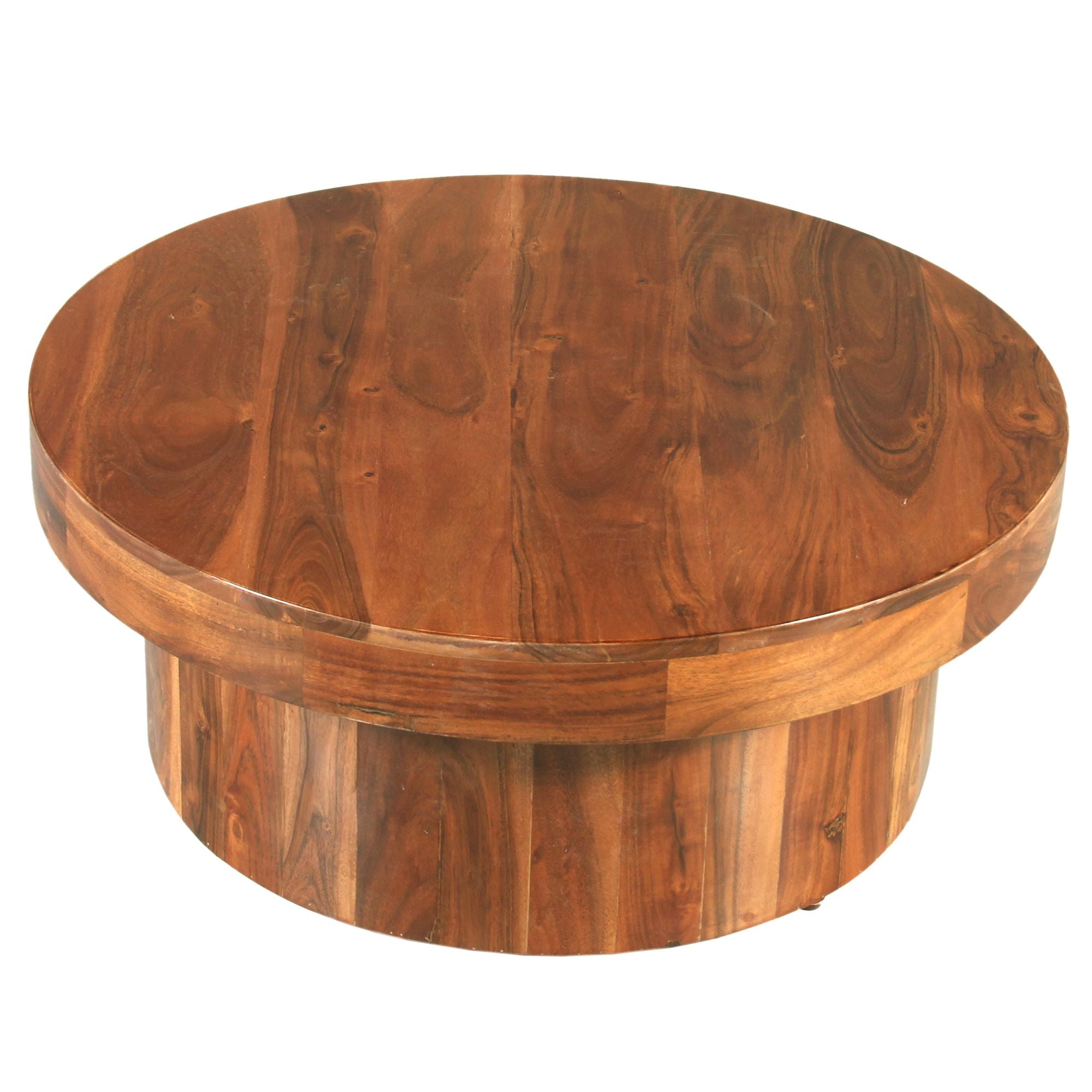 DunaWest 30 Inch Wooden Round Coffee Table with Grain Details, Walnut Brown(D0102HPKUSU.)