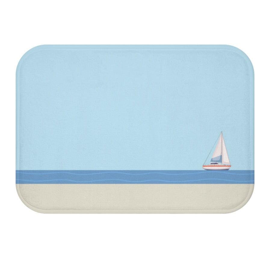 Sail Boat in the Ocean Bath Mat(D0102HPKWYA.)