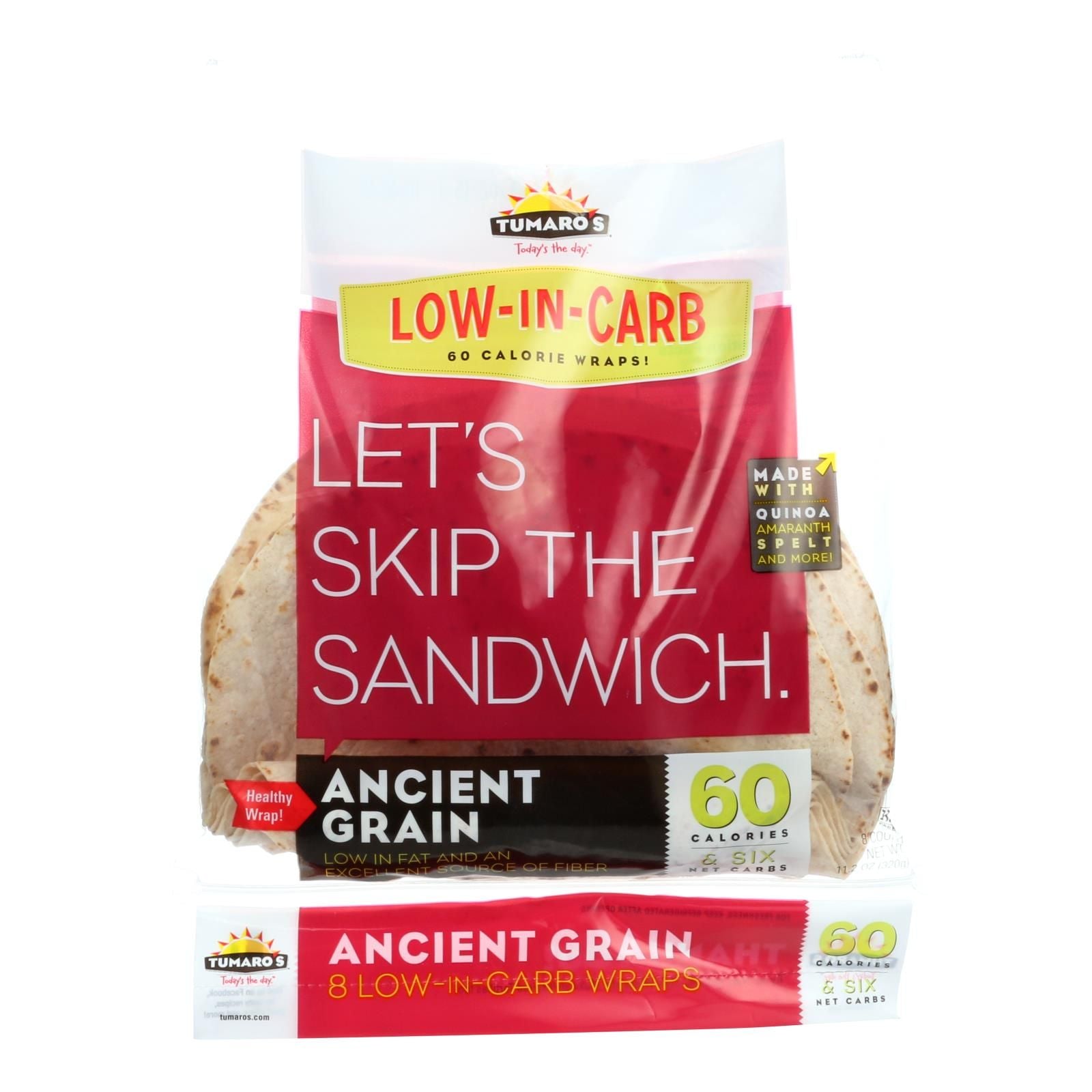 Tumaros 8-inch Ancient Grain Carb Wise Wraps - Case Of 6 - 8 Ct