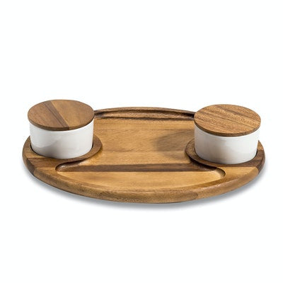 Charcuterie/ Serving Tray w/ 2 ceramic bowls w/ lids(D0102HPWU1W.)