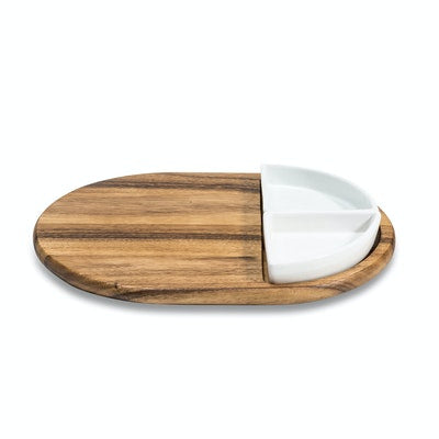 Charcuterie/ Serving Tray w/ 2 triangular ceramic bowls(D0102HPWU6Y.)