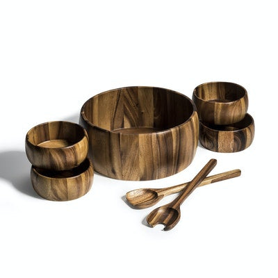7 Piece - X-Large Salad Bowl with Servers and 4 Individuals(D0102HPWU9Y.)