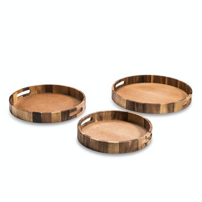 Set of 3 Round Serving Trays(D0102HPWULW.)