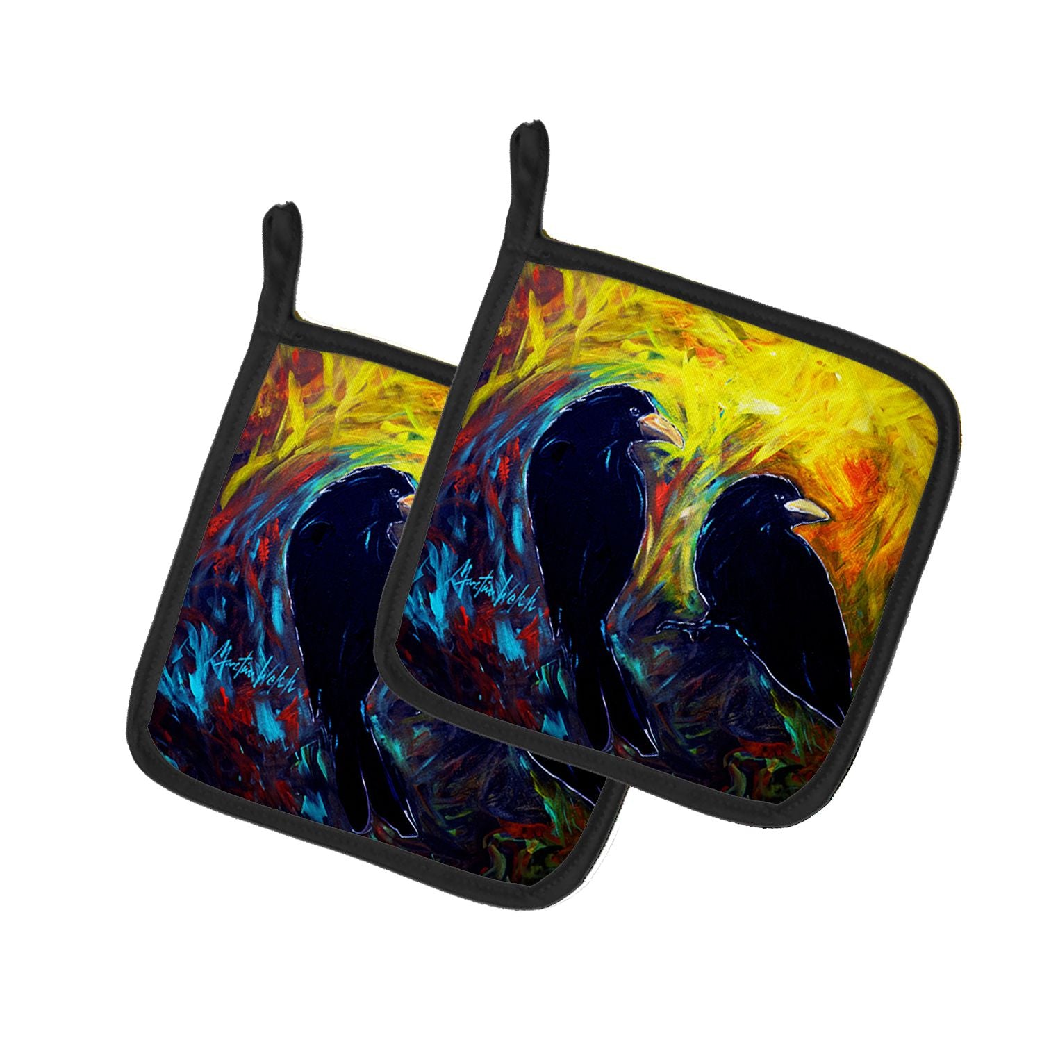 What Was That Black Crows Pair of Pot Holders Kitchen Heat Resistant Pot Holders Sets Oven Hot Pads for Cooking Baking BBQ, 7 1/