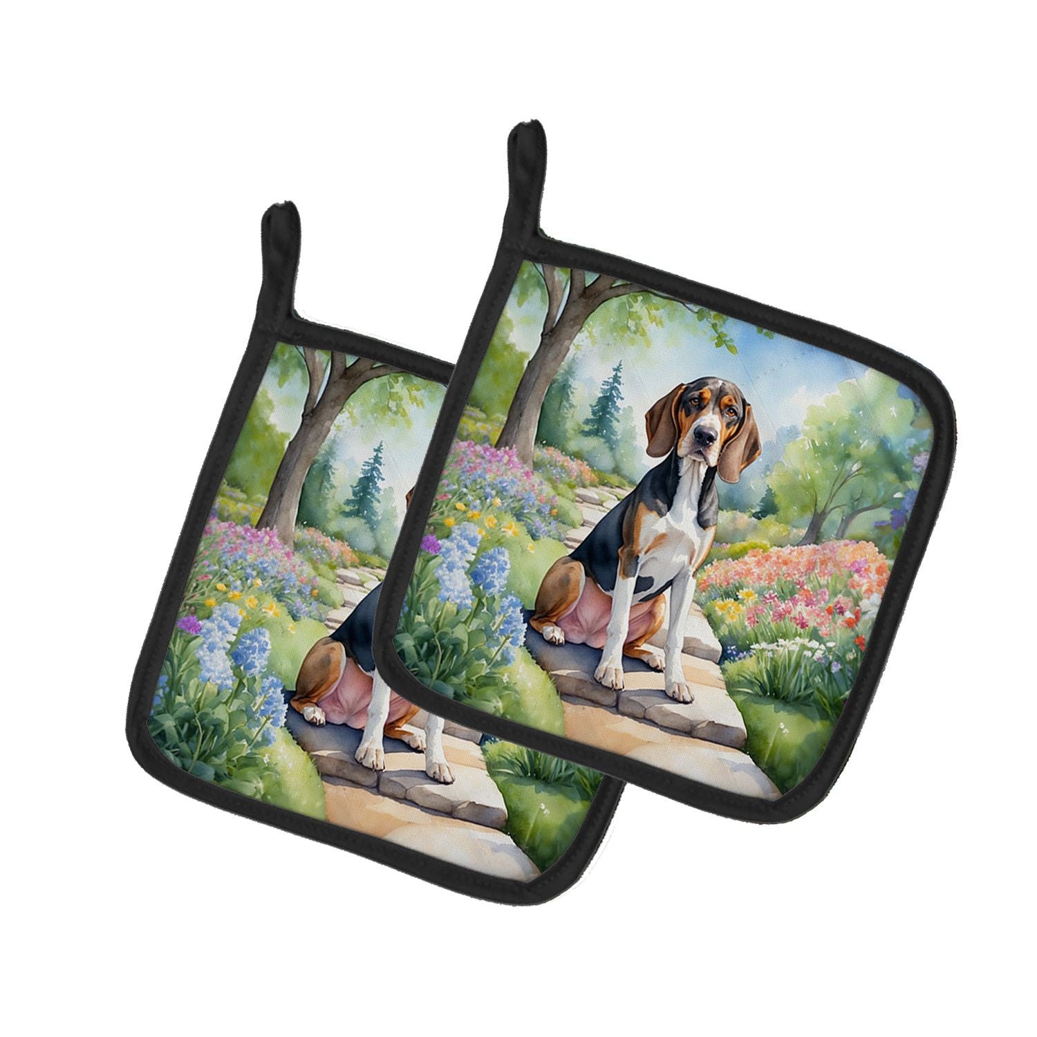 American English Coonhound Spring Garden Pair of Pot Holders Kitchen Heat Resistant Pot Holders Sets Oven Hot Pads for Cooking B