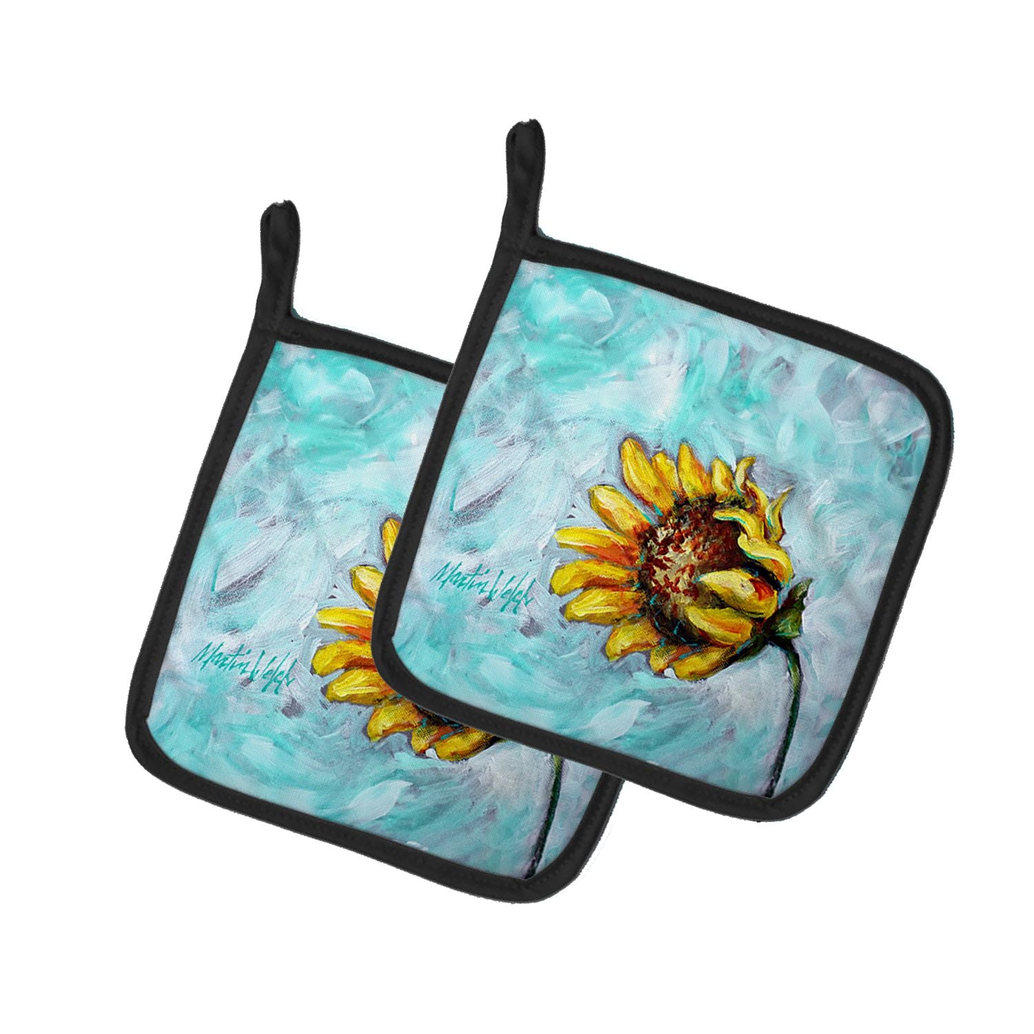 Yellow Sun Sunflowers Pair of Pot Holders Kitchen Heat Resistant Pot Holders Sets Oven Hot Pads for Cooking Baking BBQ, 7 1/2 x 