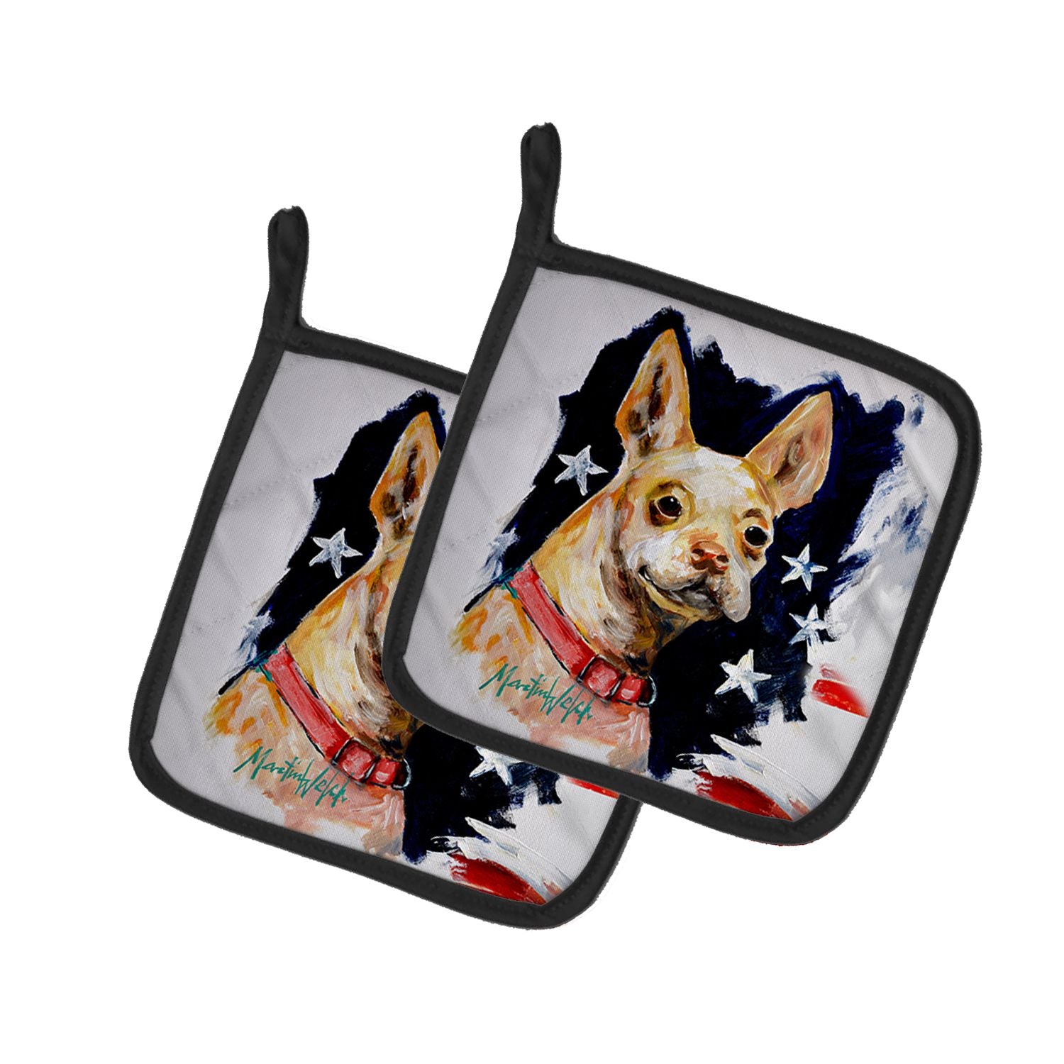Chevy Boston Terrier Pair of Pot Holders Kitchen Heat Resistant Pot Holders Sets Oven Hot Pads for Cooking Baking BBQ, 7 1/2 x 7