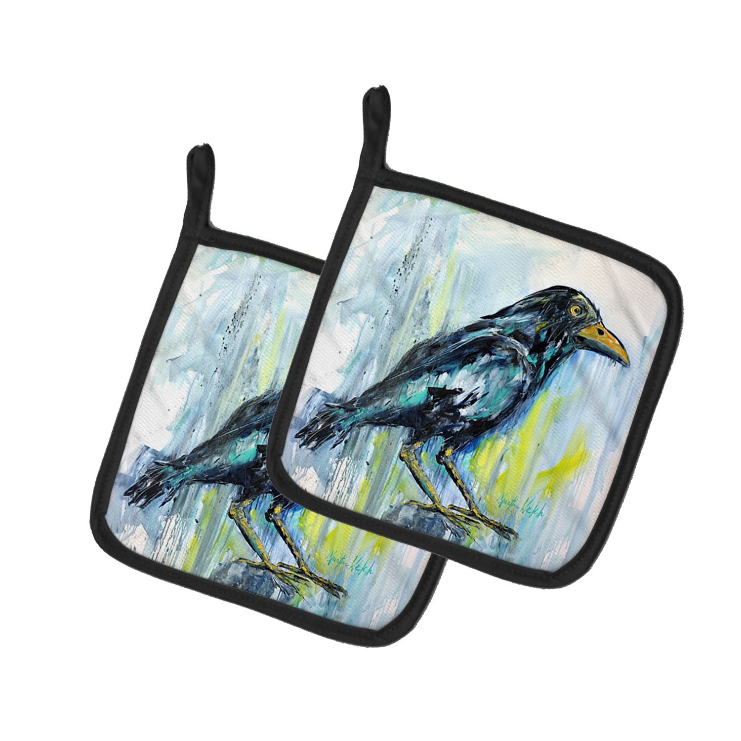 Burnt Corn Crow Pair of Pot Holders Kitchen Heat Resistant Pot Holders Sets Oven Hot Pads for Cooking Baking BBQ, 7 1/2 x 7 1/2