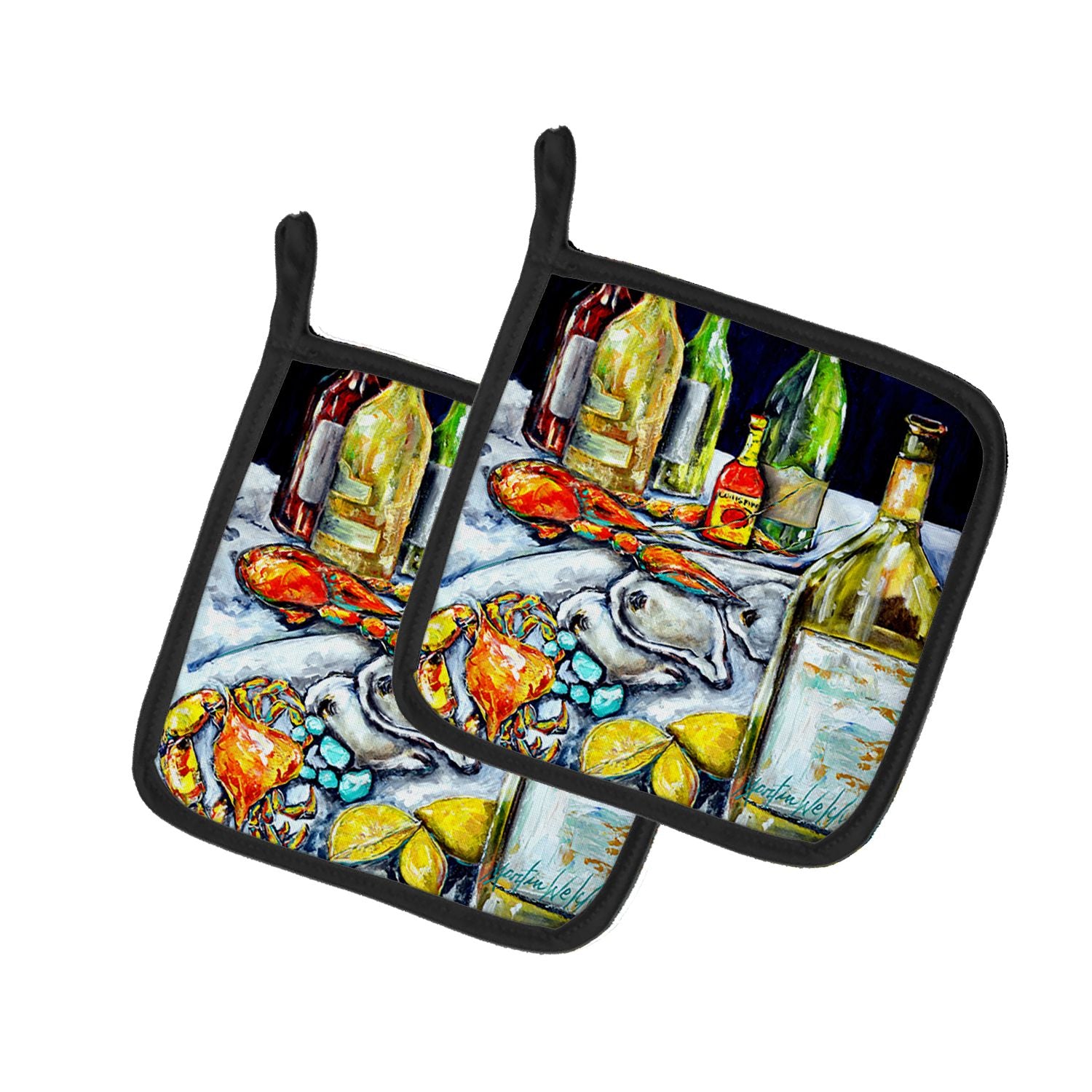 NEW Sit A Spell Seafood Dinner Pair of Pot Holders Kitchen Heat Resistant Pot Holders Sets Oven Hot Pads for Cooking Baking BBQ,