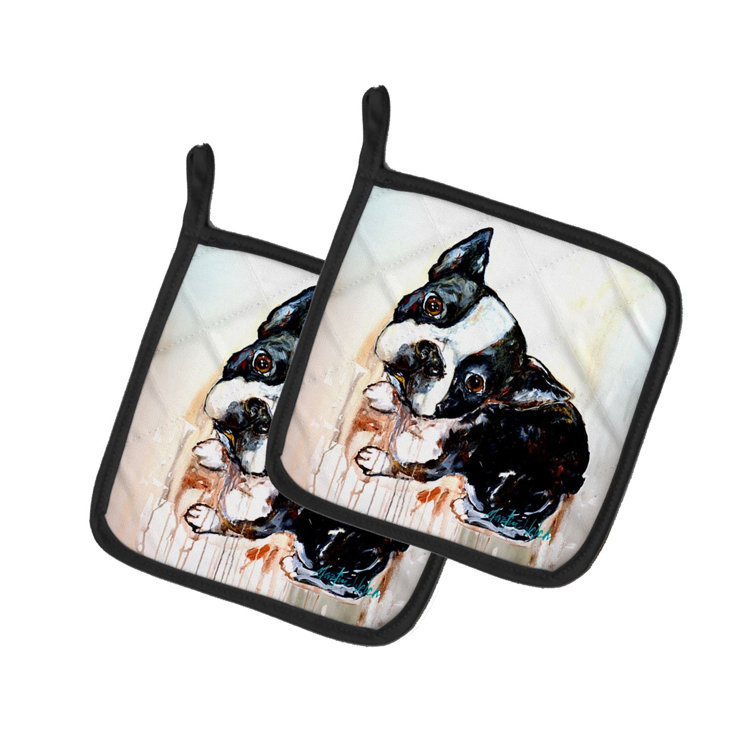 Boston Terrier The Look Pair of Pot Holders Kitchen Heat Resistant Pot Holders Sets Oven Hot Pads for Cooking Baking BBQ, 7 1/2 