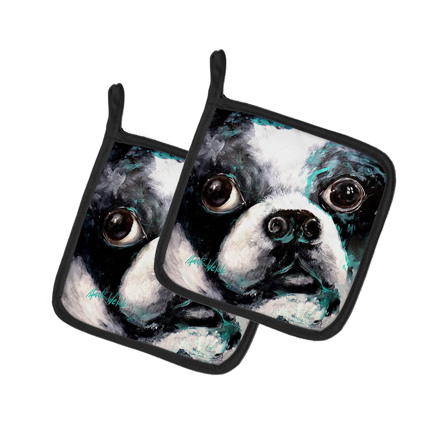 Boston Terrier Pretty Please Pair of Pot Holders Kitchen Heat Resistant Pot Holders Sets Oven Hot Pads for Cooking Baking BBQ, 7