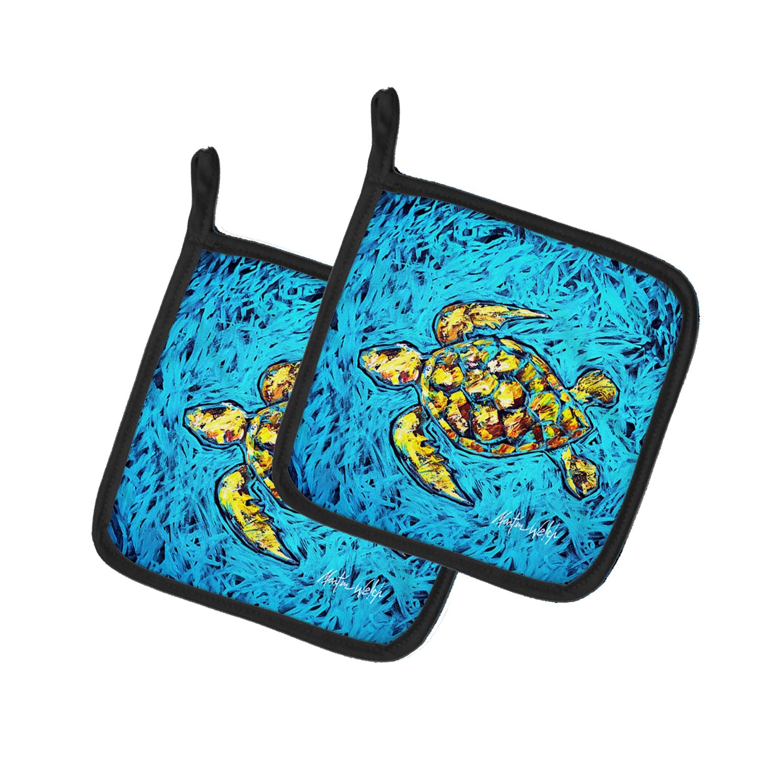 Turtle Drive Pair of Pot Holders Kitchen Heat Resistant Pot Holders Sets Oven Hot Pads for Cooking Baking BBQ, 7 1/2 x 7 1/2