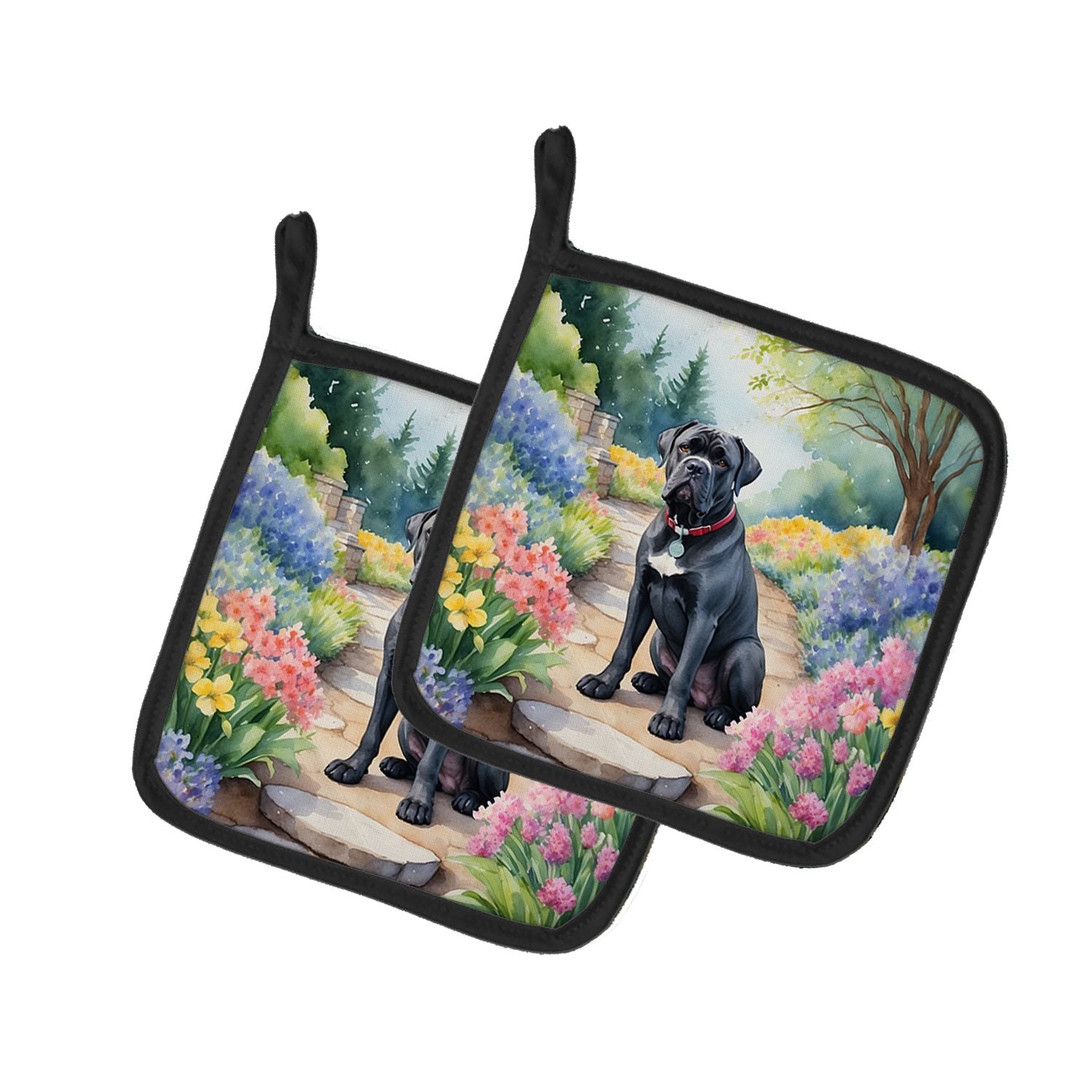Cane Corso Spring Path Pair of Pot Holders Kitchen Heat Resistant Pot Holders Sets Oven Hot Pads for Cooking Baking BBQ, 7 1/2 x