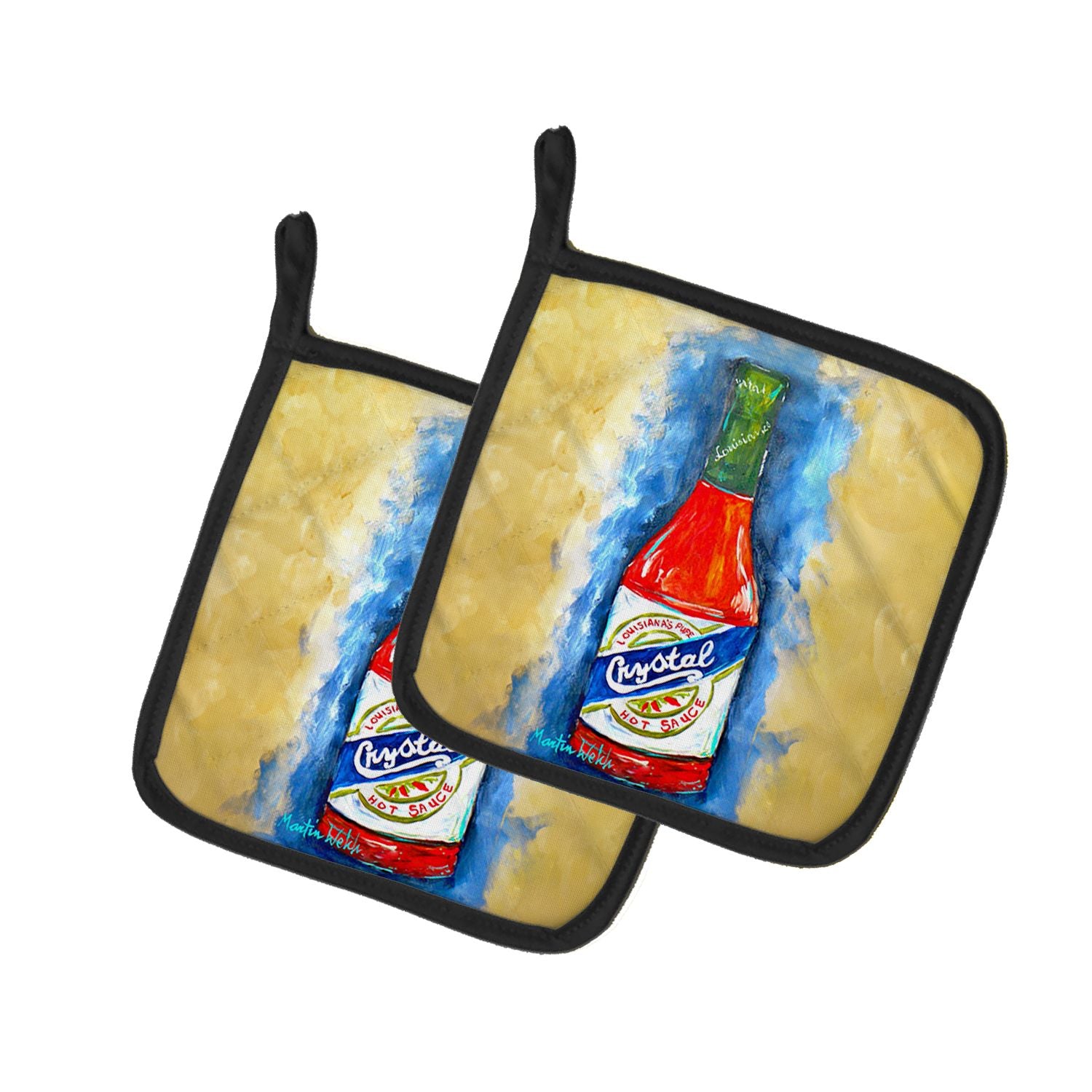 Hot Sauce Crystal Blue Pair of Pot Holders Kitchen Heat Resistant Pot Holders Sets Oven Hot Pads for Cooking Baking BBQ, 7 1/2 x