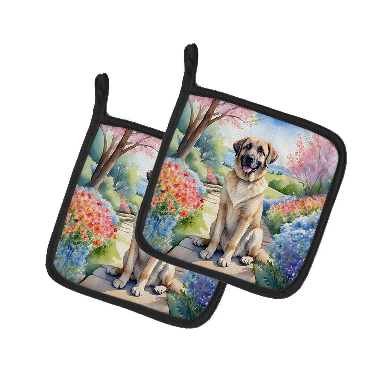 Anatolian Shepherd Spring Garden Pair of Pot Holders Kitchen Heat Resistant Pot Holders Sets Oven Hot Pads for Cooking Baking BB