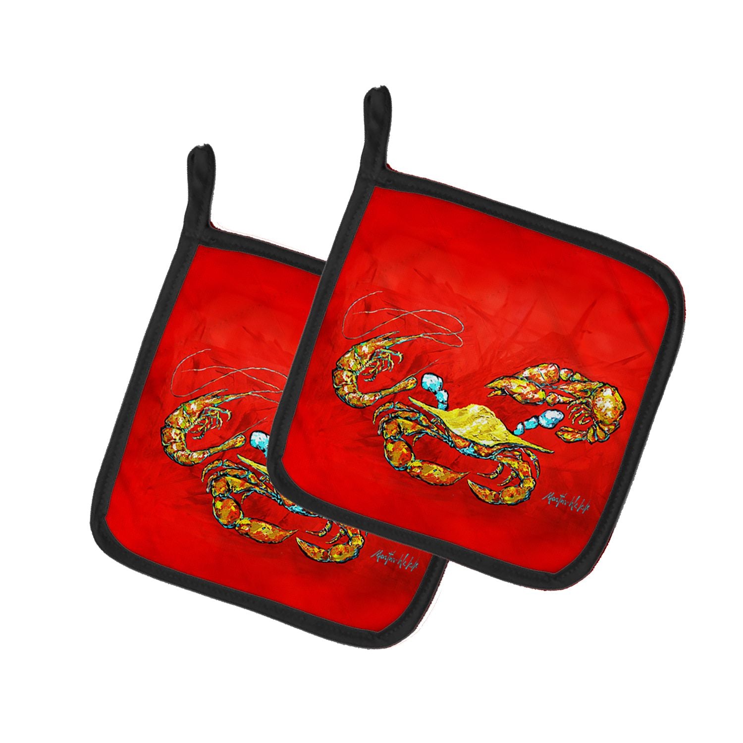 NEW Seafood Sandwich Crab Shrimp Crawfish Pair of Pot Holders Kitchen Heat Resistant Pot Holders Sets Oven Hot Pads for Cooking 