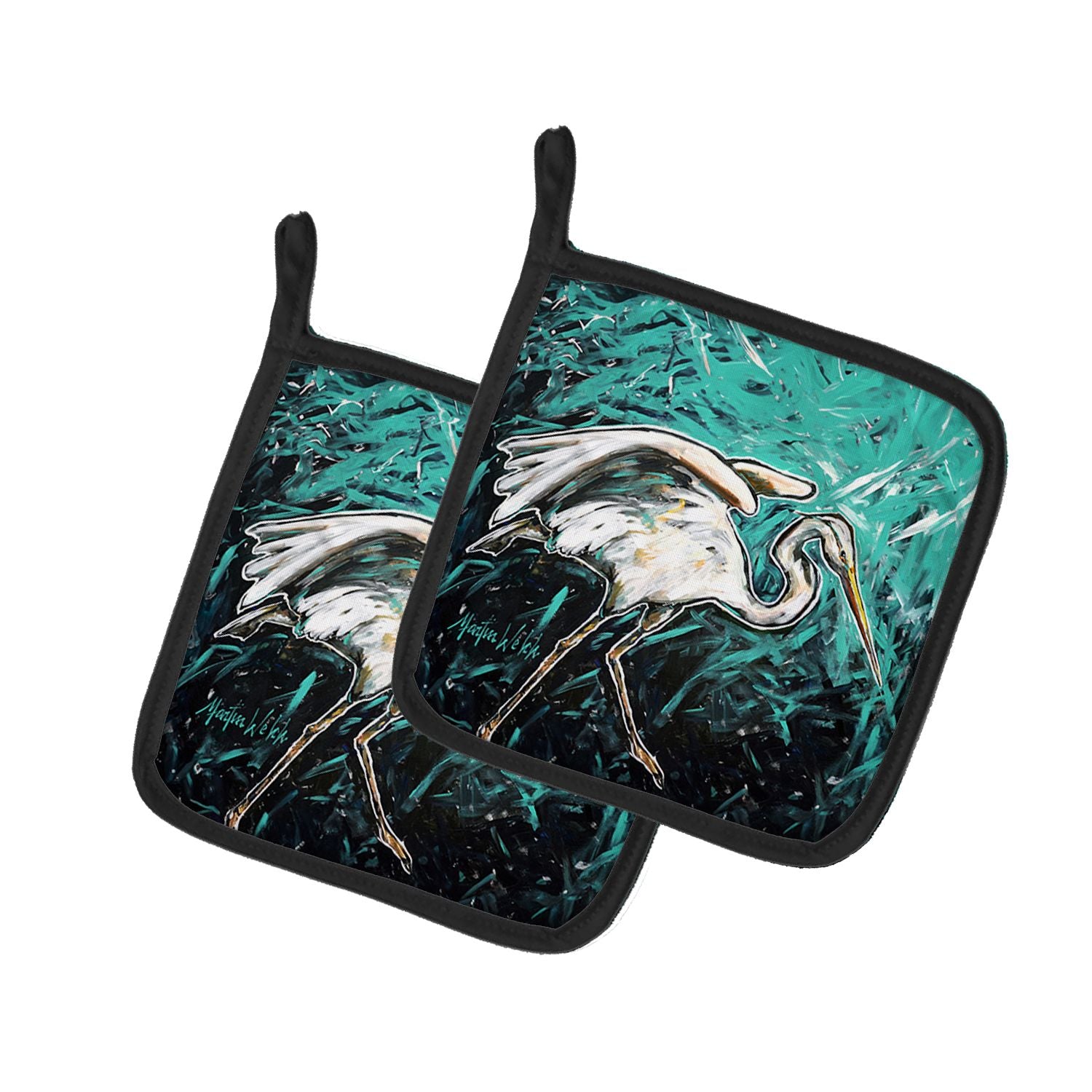 Heron Stretch Pair of Pot Holders Kitchen Heat Resistant Pot Holders Sets Oven Hot Pads for Cooking Baking BBQ, 7 1/2 x 7 1/2