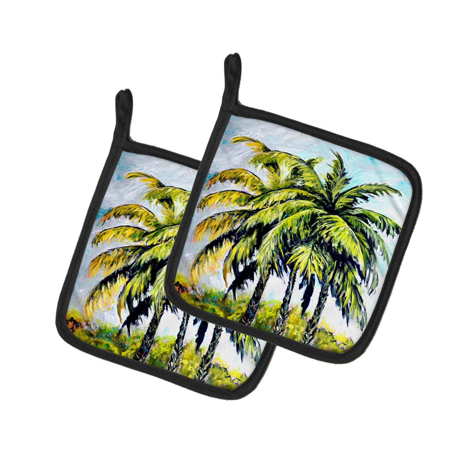 NEW Tropical Breeze Palm Trees Pair of Pot Holders Kitchen Heat Resistant Pot Holders Sets Oven Hot Pads for Cooking Baking BBQ,