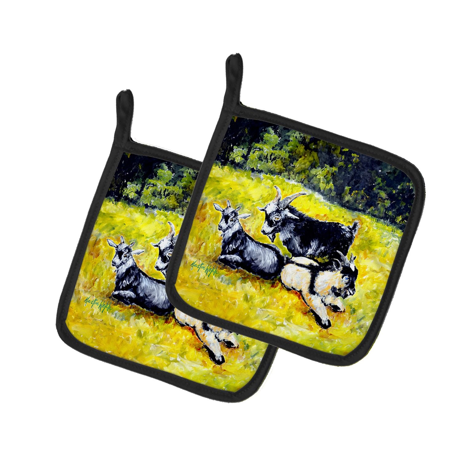 Scooter Pooter and Tooter Goats Pair of Pot Holders Kitchen Heat Resistant Pot Holders Sets Oven Hot Pads for Cooking Baking BBQ