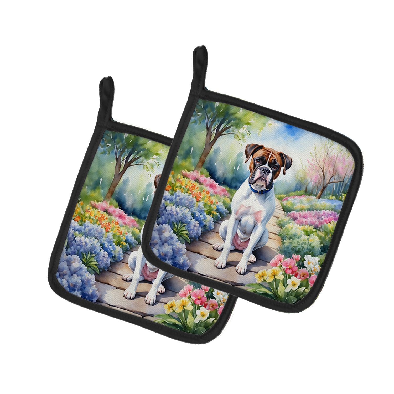 Boxer Spring Path Pair of Pot Holders Kitchen Heat Resistant Pot Holders Sets Oven Hot Pads for Cooking Baking BBQ, 7 1/2 x 7 1/