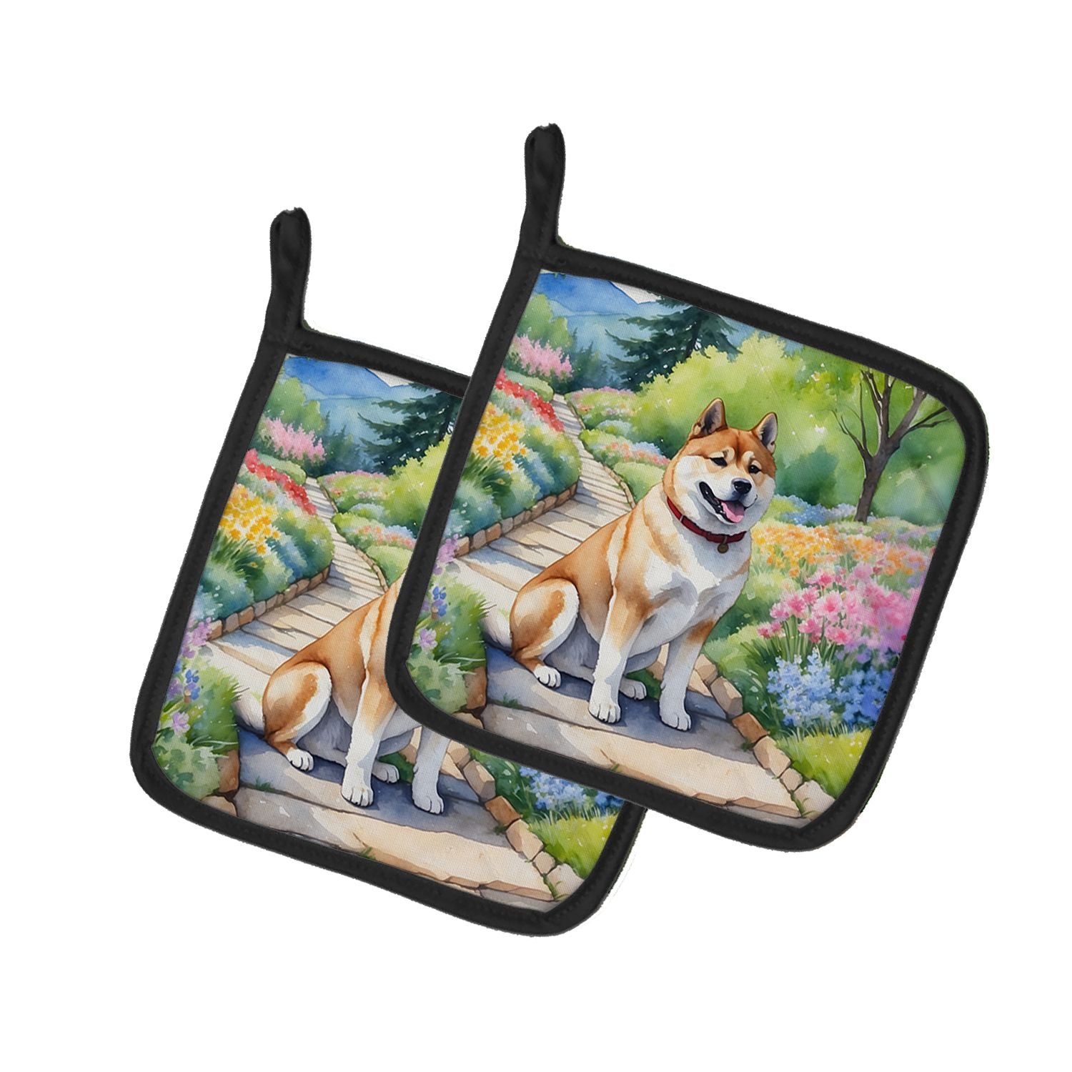 Akita Spring Garden Pair of Pot Holders Kitchen Heat Resistant Pot Holders Sets Oven Hot Pads for Cooking Baking BBQ, 7 1/2 x 7 