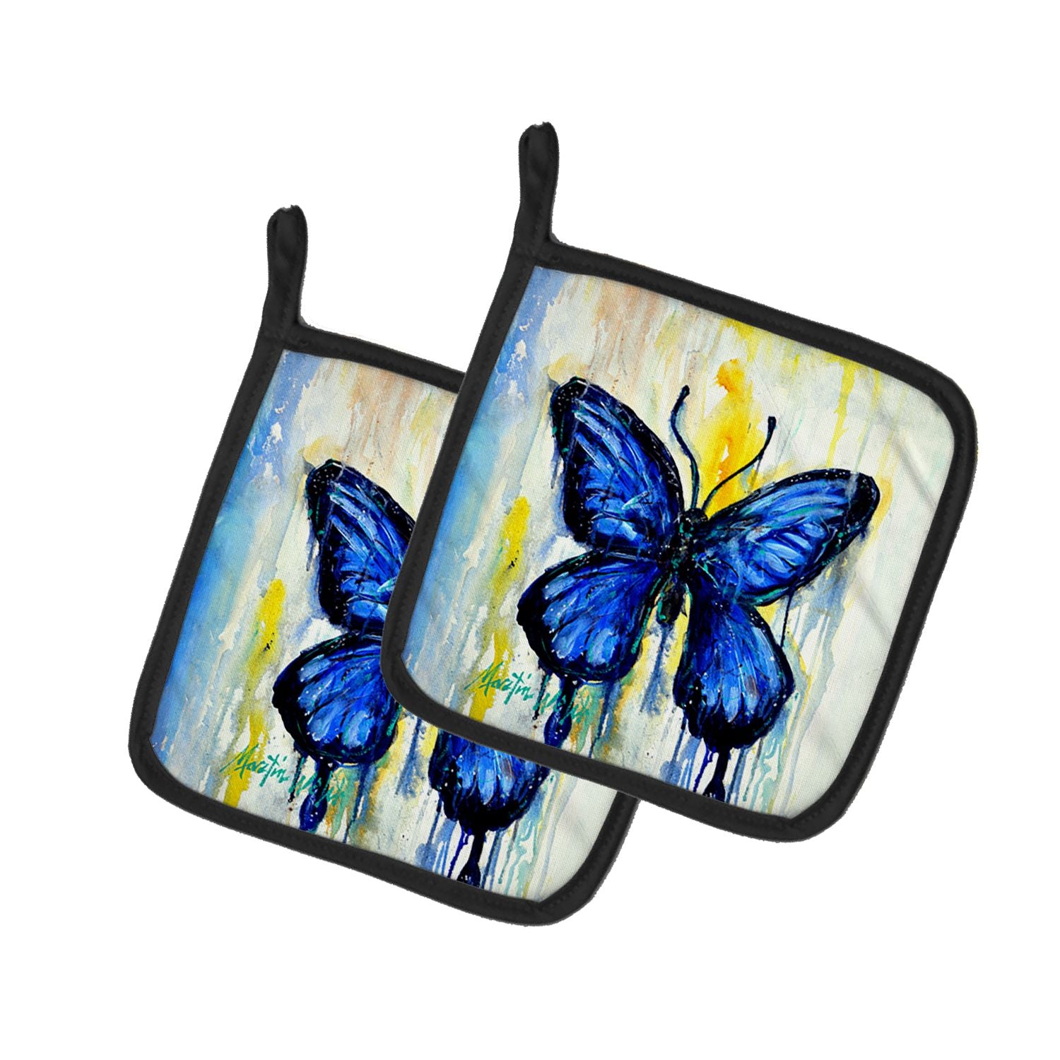 NEW Flutter Butterfly Pair of Pot Holders Kitchen Heat Resistant Pot Holders Sets Oven Hot Pads for Cooking Baking BBQ, 7 1/2 x 