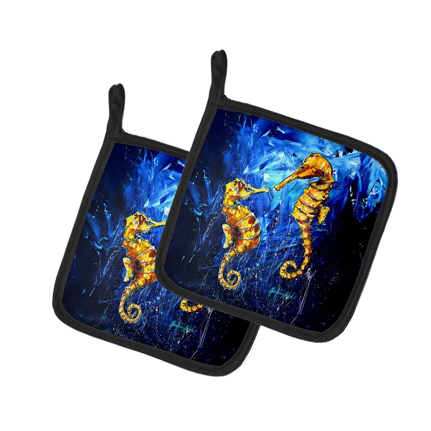 Seahorses Two To Tango Pair of Pot Holders Kitchen Heat Resistant Pot Holders Sets Oven Hot Pads for Cooking Baking BBQ, 7 1/2 x