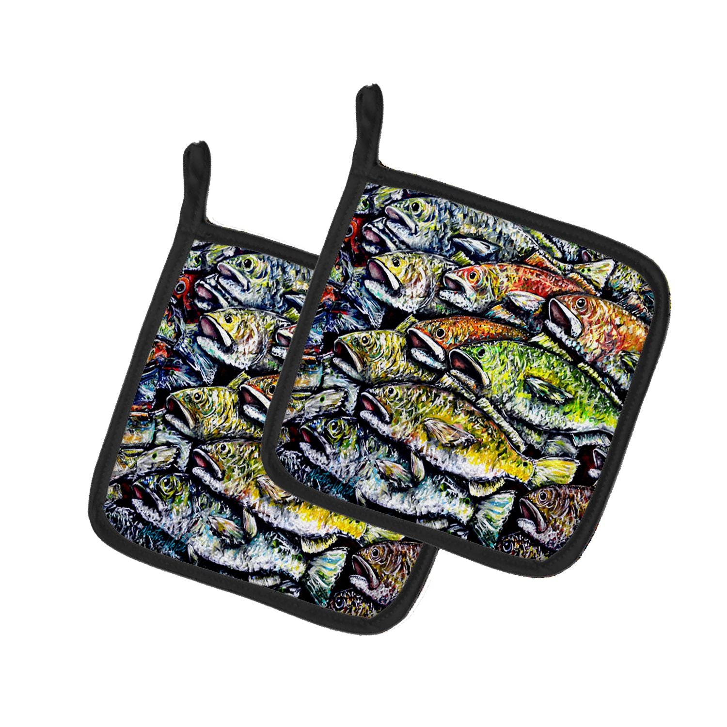 Wanna Be Fishin Pair of Pot Holders Kitchen Heat Resistant Pot Holders Sets Oven Hot Pads for Cooking Baking BBQ, 7 1/2 x 7 1/2