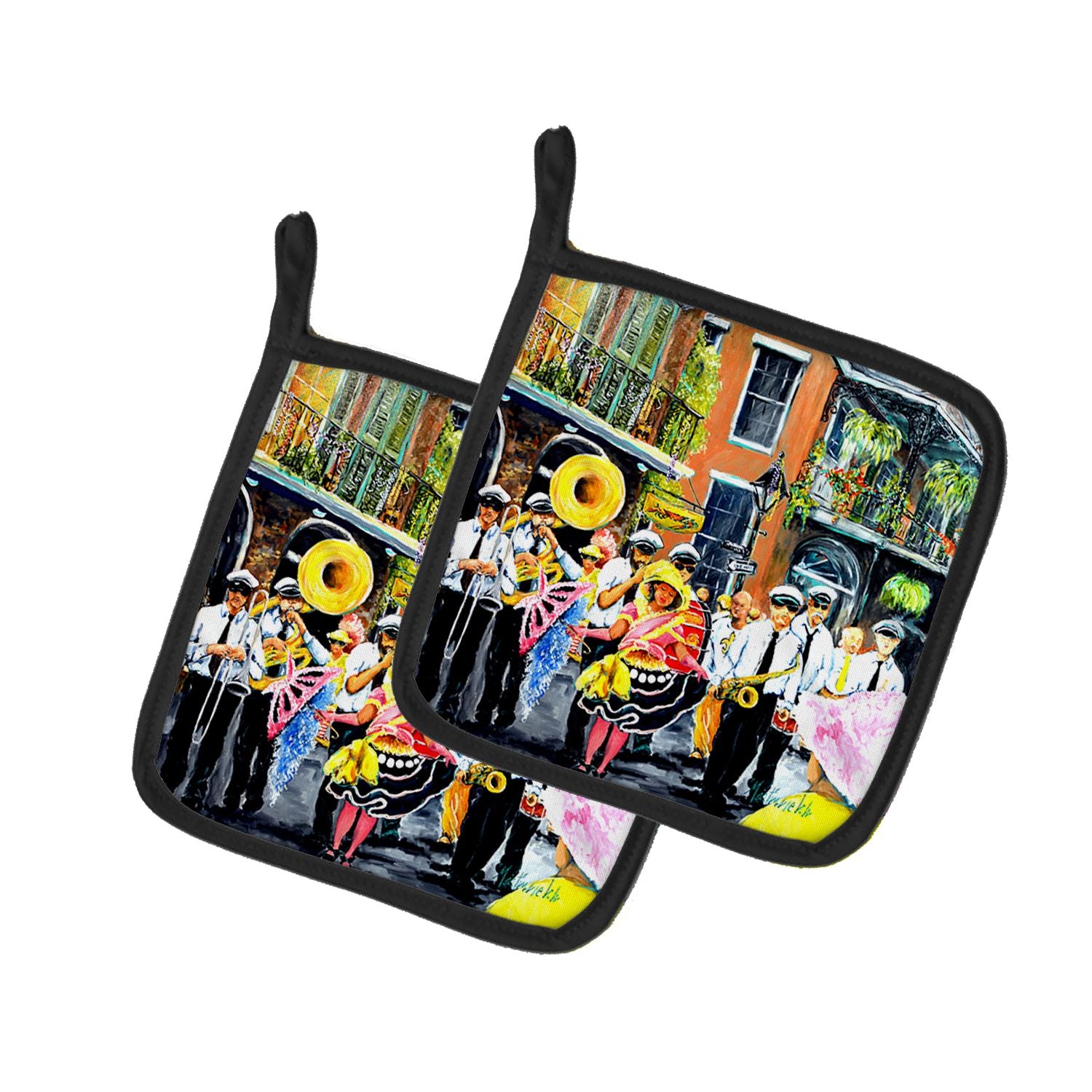 French Quarter Frolic Pair of Pot Holders Kitchen Heat Resistant Pot Holders Sets Oven Hot Pads for Cooking Baking BBQ, 7 1/2 x 
