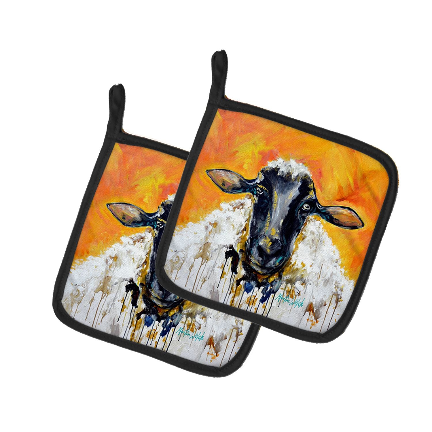 Peach Wool Sheep Pair of Pot Holders Kitchen Heat Resistant Pot Holders Sets Oven Hot Pads for Cooking Baking BBQ, 7 1/2 x 7 1/2