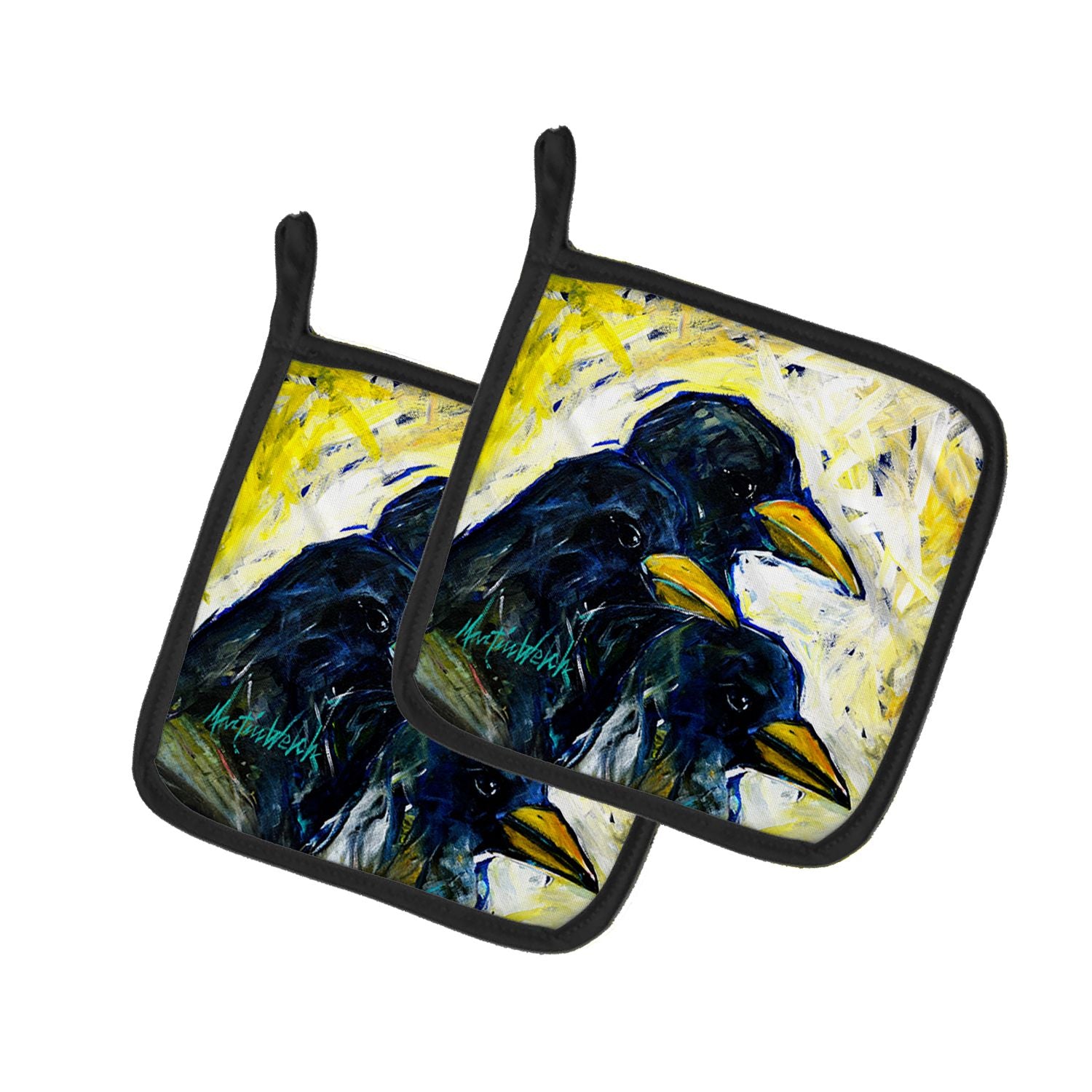 Baked In A Pie Crows Pair of Pot Holders Kitchen Heat Resistant Pot Holders Sets Oven Hot Pads for Cooking Baking BBQ, 7 1/2 x 7