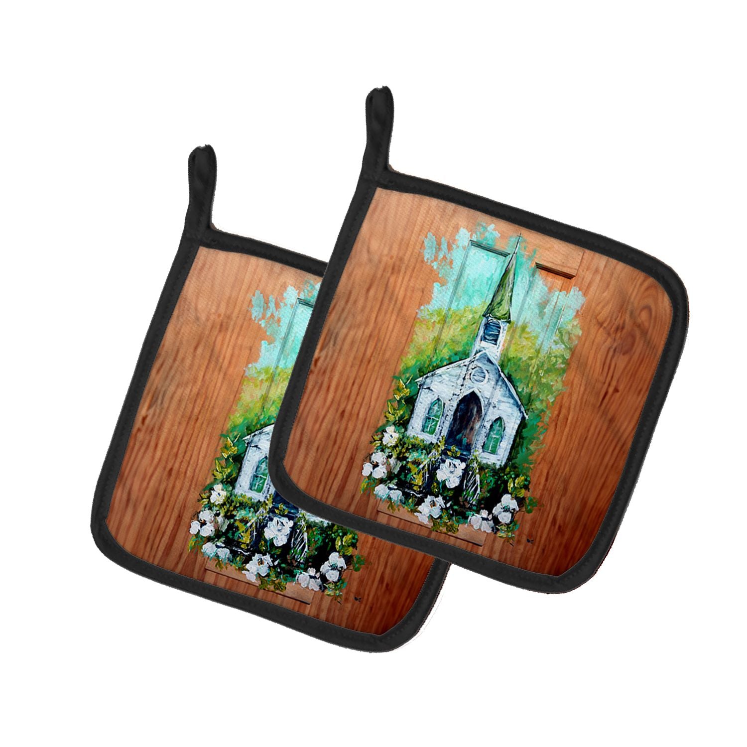 Nostalgic Zion AME Pair of Pot Holders Kitchen Heat Resistant Pot Holders Sets Oven Hot Pads for Cooking Baking BBQ, 7 1/2 x 7 1