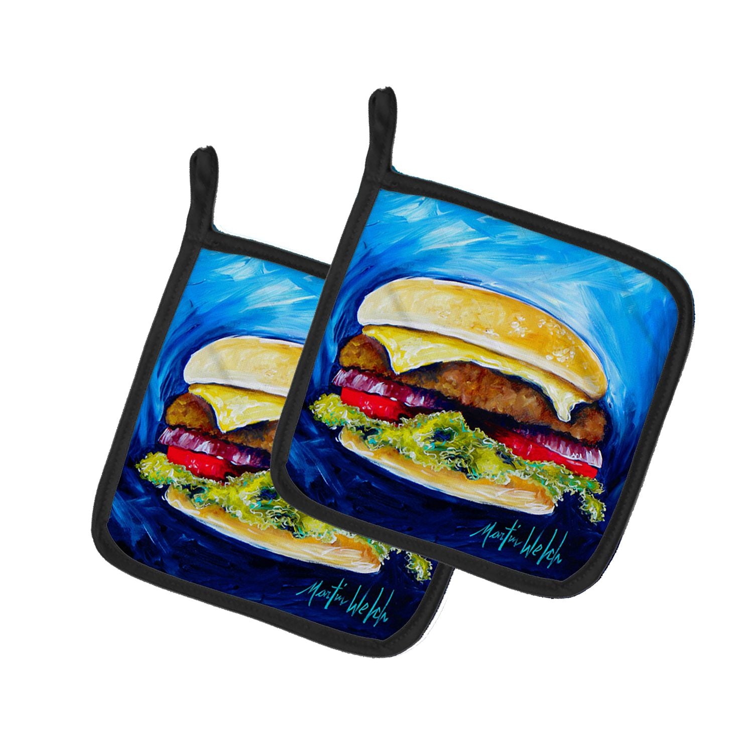 I Want Mine Dressed Hamburger Pair of Pot Holders Kitchen Heat Resistant Pot Holders Sets Oven Hot Pads for Cooking Baking BBQ, 