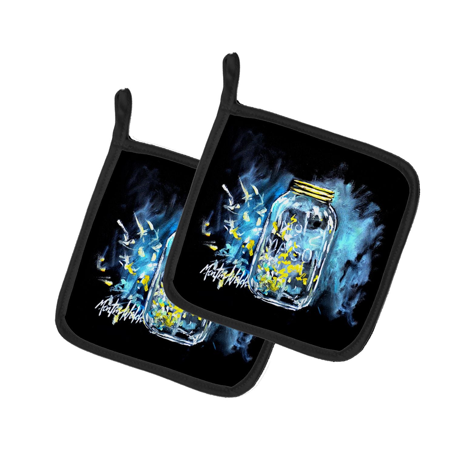 Lightning Bugs Pair of Pot Holders Kitchen Heat Resistant Pot Holders Sets Oven Hot Pads for Cooking Baking BBQ, 7 1/2 x 7 1/2