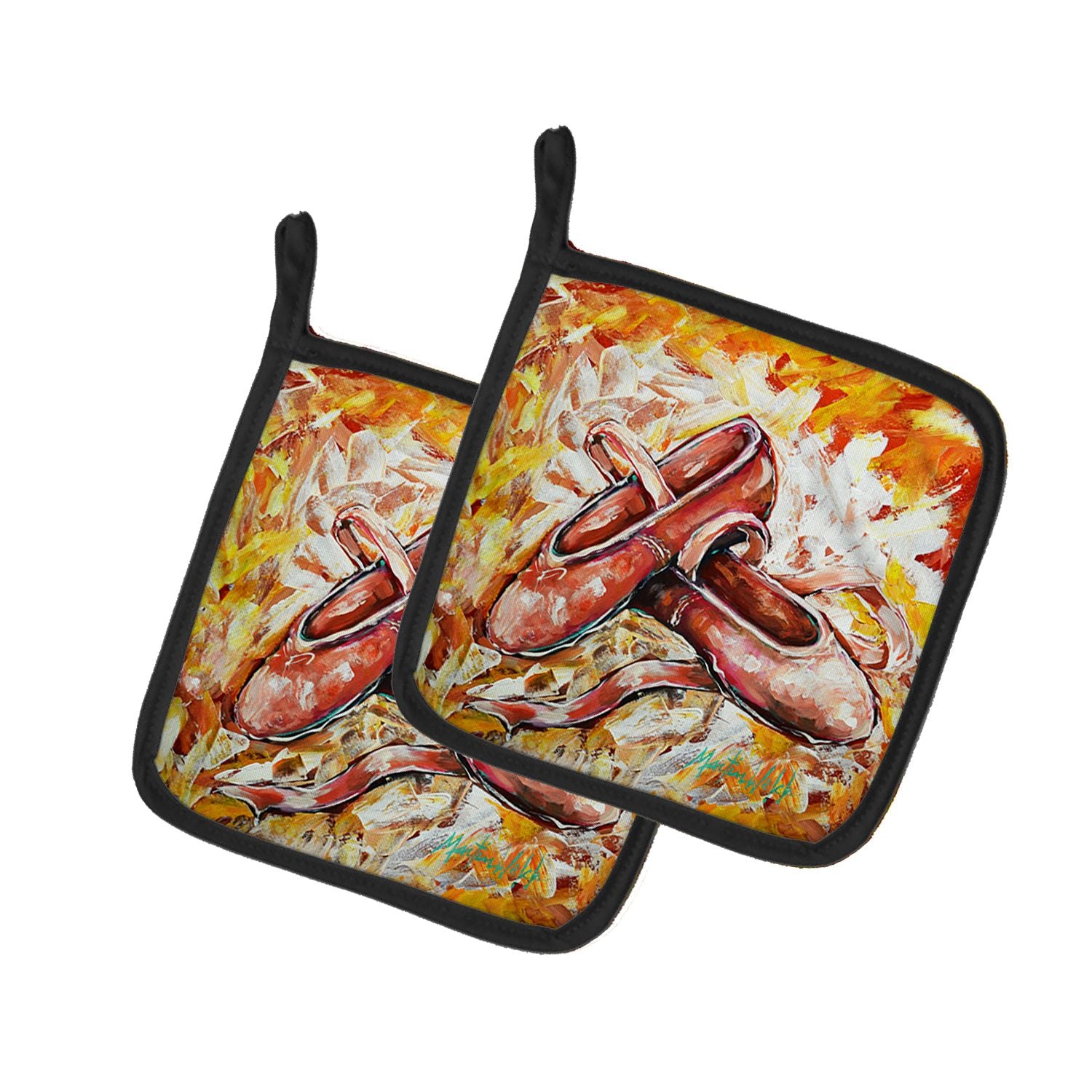 First Step Ballet Shoes Pair of Pot Holders Kitchen Heat Resistant Pot Holders Sets Oven Hot Pads for Cooking Baking BBQ, 7 1/2 