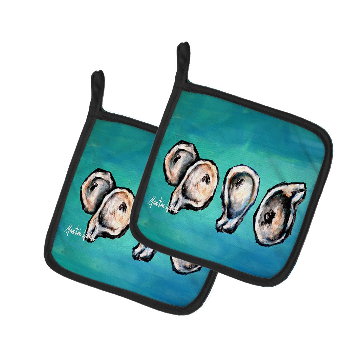 NEW Four Oyster Shells on Board Pair of Pot Holders Kitchen Heat Resistant Pot Holders Sets Oven Hot Pads for Cooking Baking BBQ