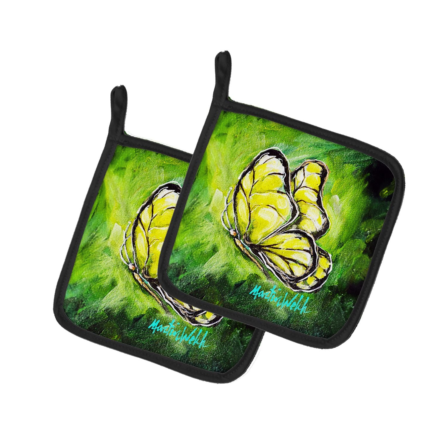 NEW Glover Fly Sage Butterfly Pair of Pot Holders Kitchen Heat Resistant Pot Holders Sets Oven Hot Pads for Cooking Baking BBQ, 
