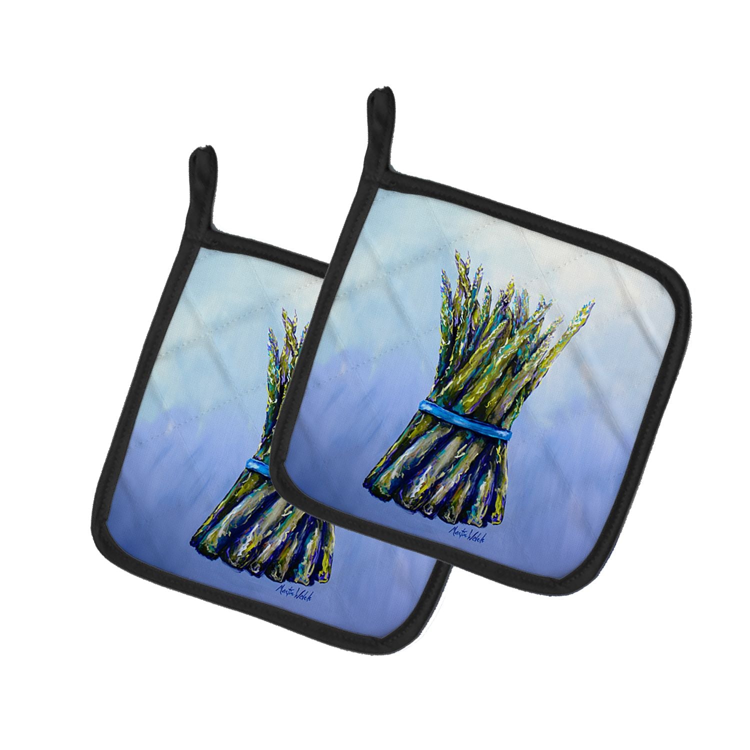 Fresh Bunch Asparagus Pair of Pot Holders Kitchen Heat Resistant Pot Holders Sets Oven Hot Pads for Cooking Baking BBQ, 7 1/2 x 