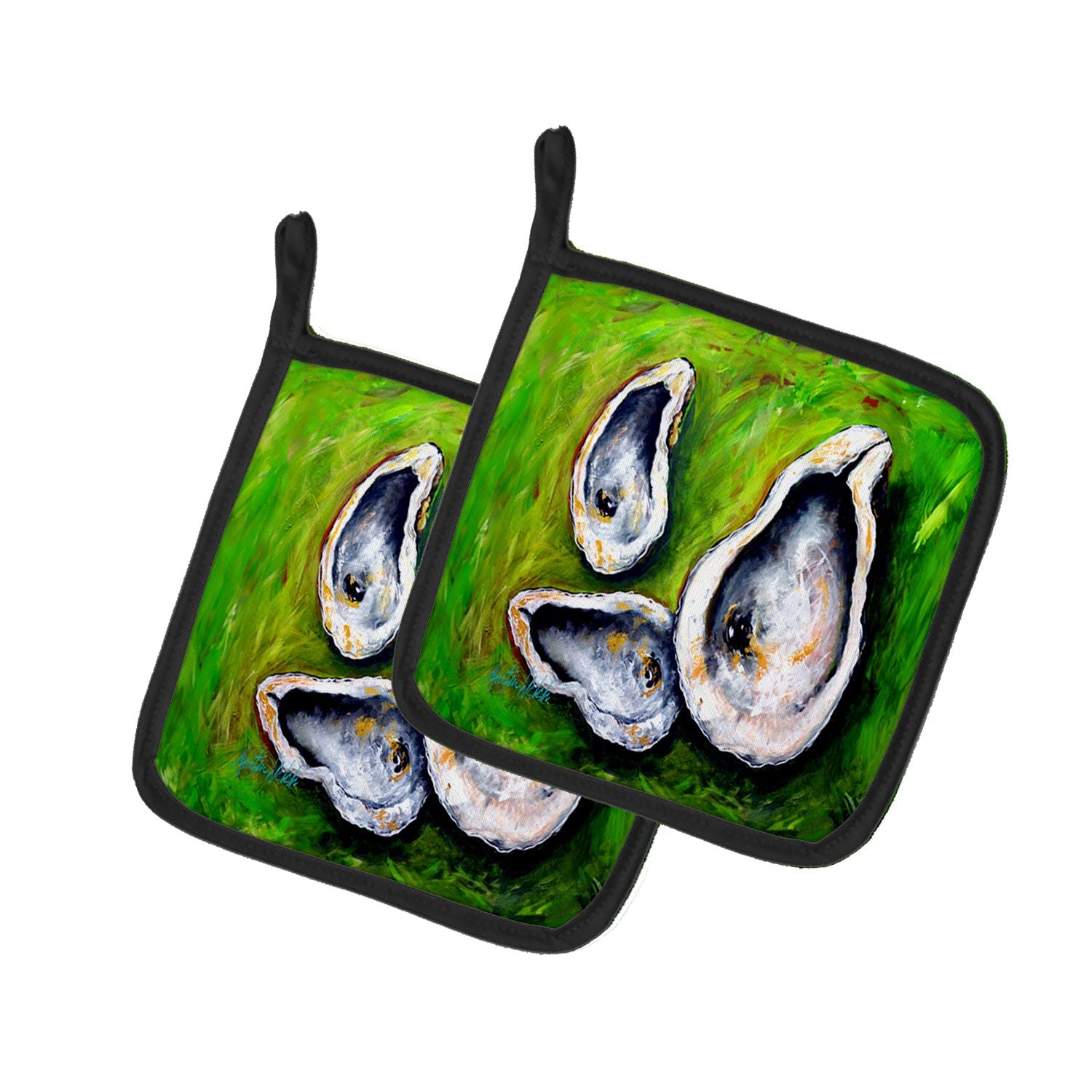 All Shucked Oysters Pair of Pot Holders Kitchen Heat Resistant Pot Holders Sets Oven Hot Pads for Cooking Baking BBQ, 7 1/2 x 7 