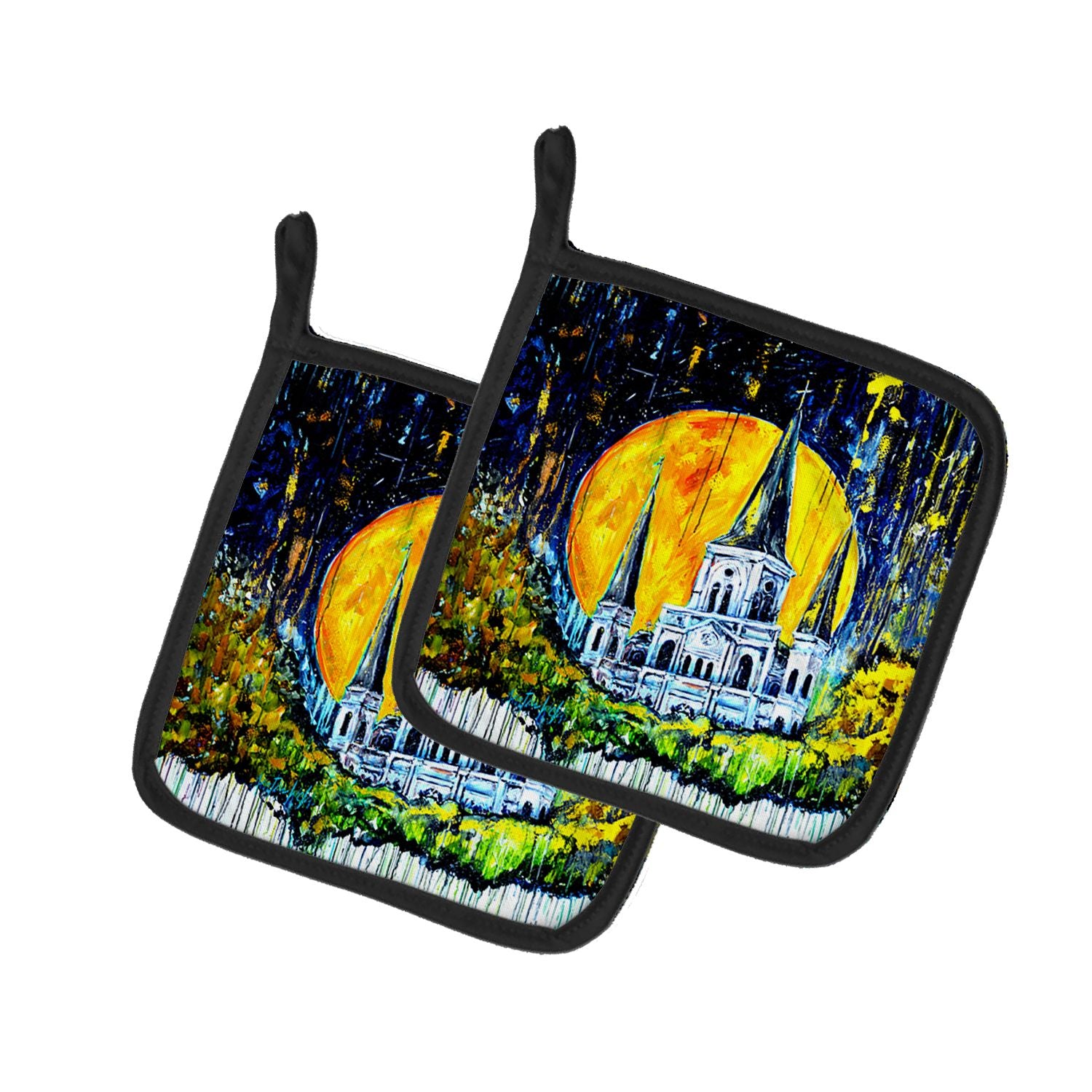 Moonlight Shadows Pair of Pot Holders Kitchen Heat Resistant Pot Holders Sets Oven Hot Pads for Cooking Baking BBQ, 7 1/2 x 7 1/