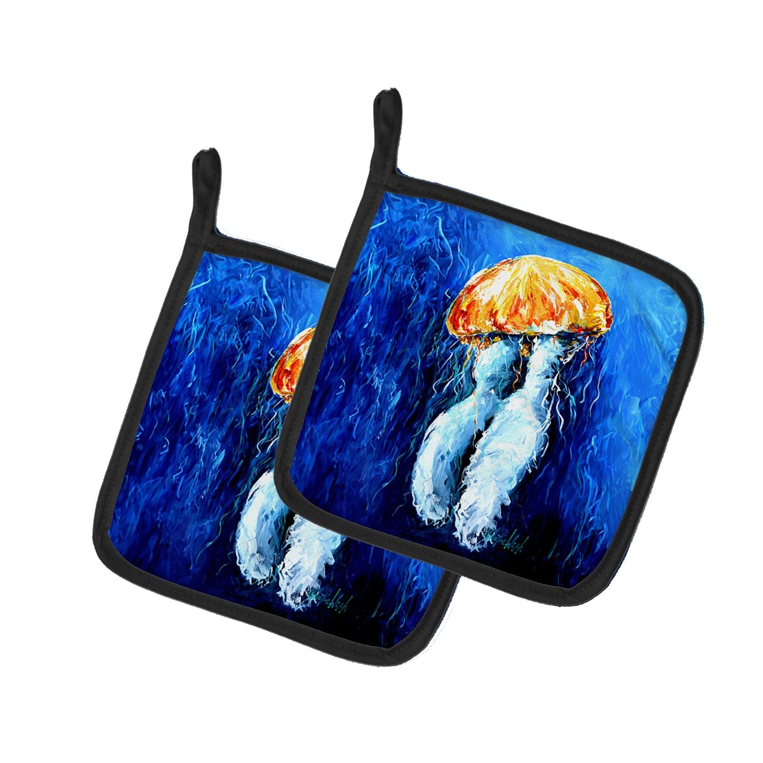 Fanta Sea Jellyfish Pair of Pot Holders Kitchen Heat Resistant Pot Holders Sets Oven Hot Pads for Cooking Baking BBQ, 7 1/2 x 7 