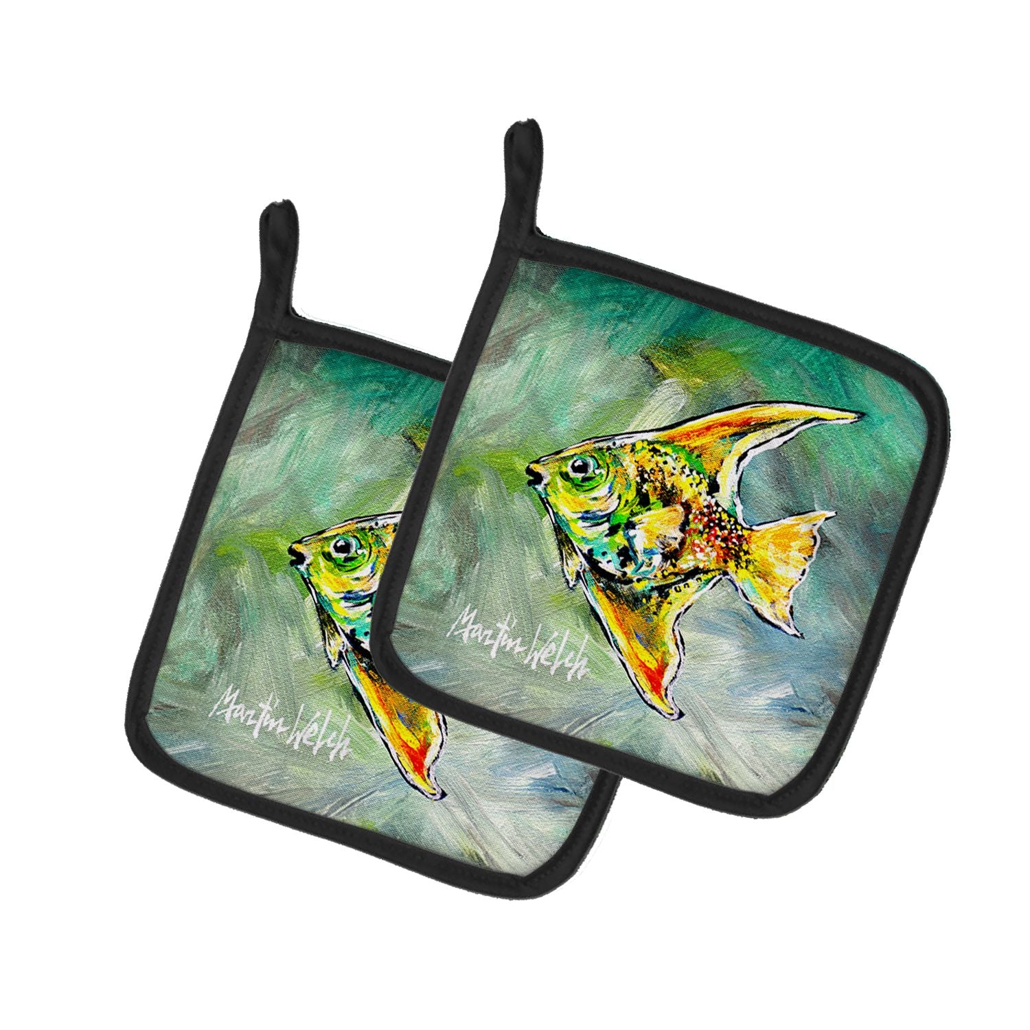 Nancys Other Fish Pair of Pot Holders Kitchen Heat Resistant Pot Holders Sets Oven Hot Pads for Cooking Baking BBQ, 7 1/2 x 7 1/