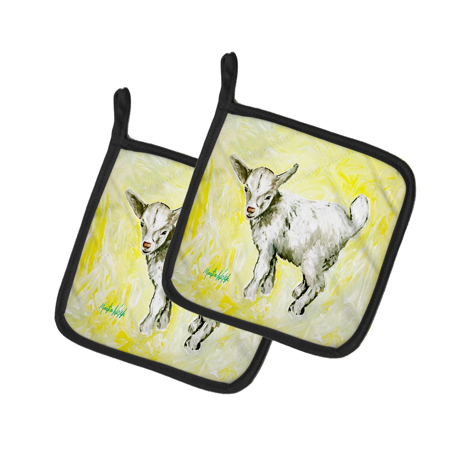 Billy The Kid Goat Pair of Pot Holders Kitchen Heat Resistant Pot Holders Sets Oven Hot Pads for Cooking Baking BBQ, 7 1/2 x 7 1