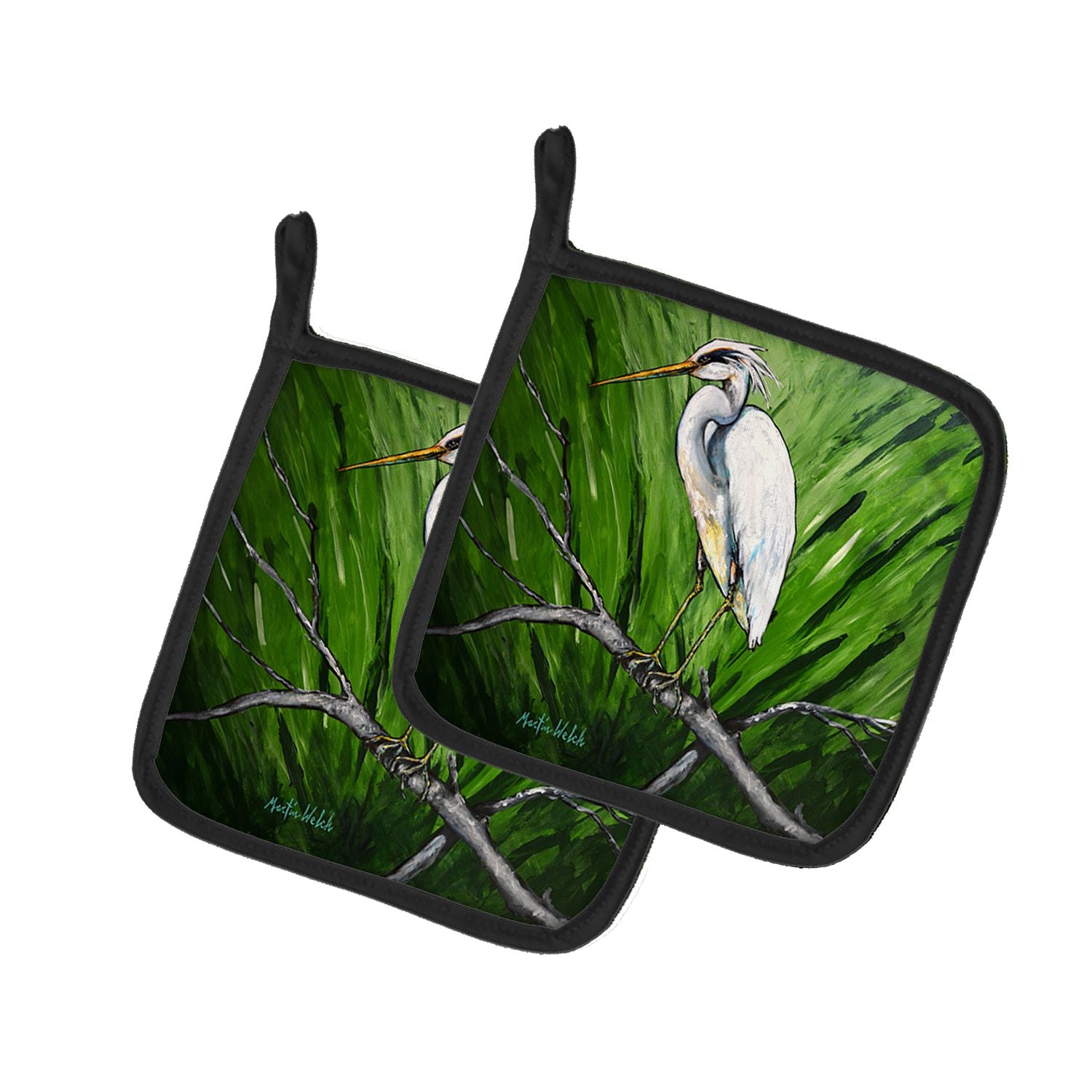 Heron On A Limb Pair of Pot Holders Kitchen Heat Resistant Pot Holders Sets Oven Hot Pads for Cooking Baking BBQ, 7 1/2 x 7 1/2