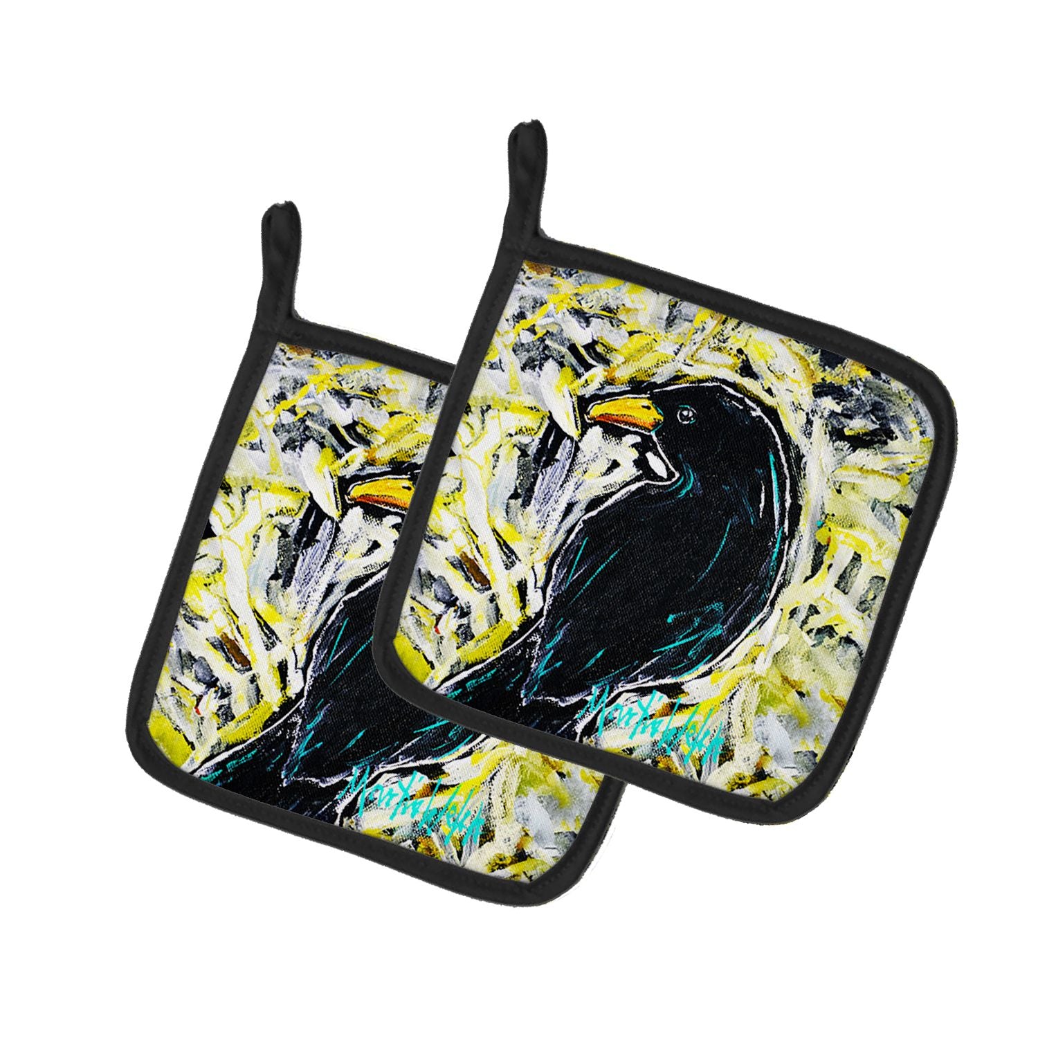 Crow Adam Pair of Pot Holders Kitchen Heat Resistant Pot Holders Sets Oven Hot Pads for Cooking Baking BBQ, 7 1/2 x 7 1/2