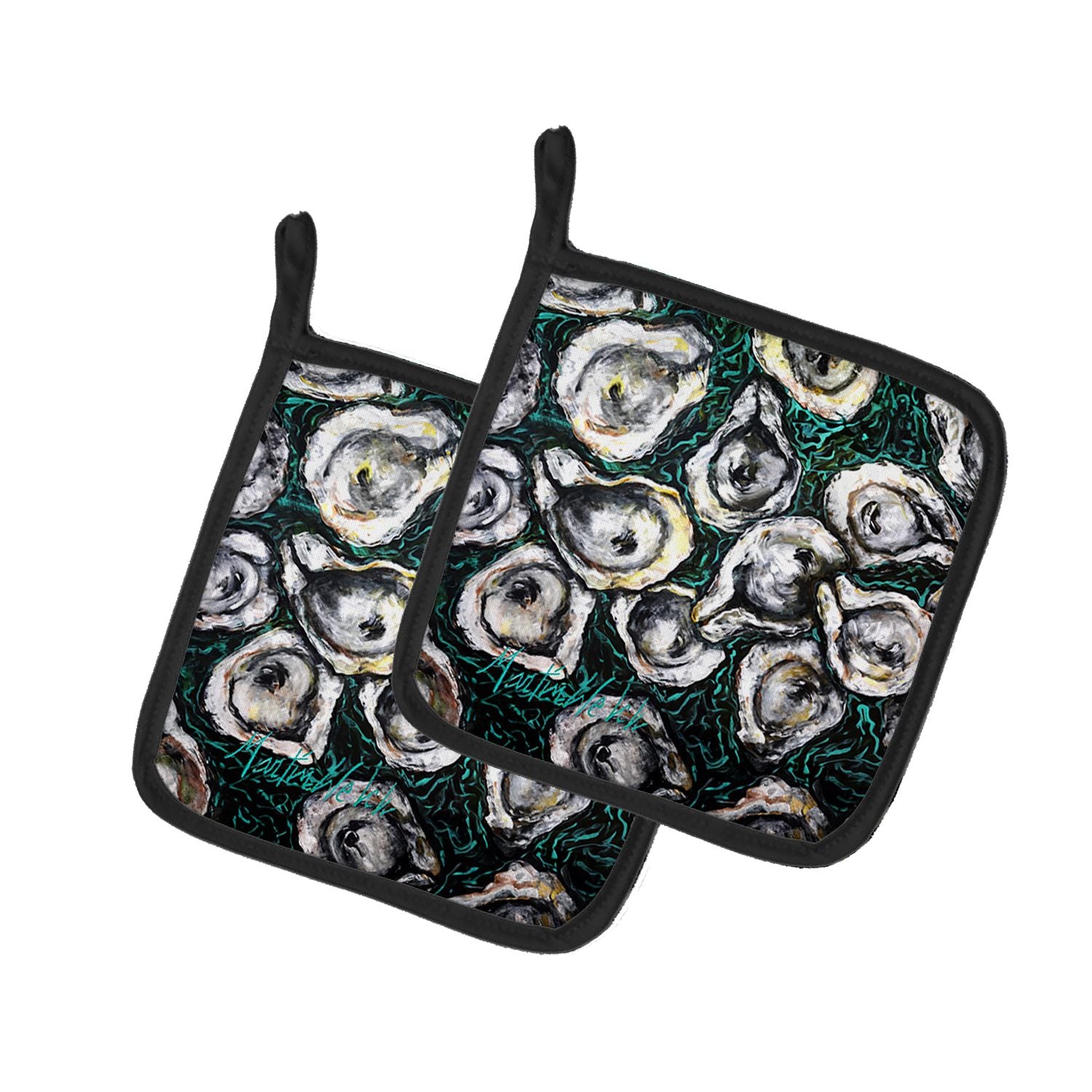 NEW Oyster Lily Pair of Pot Holders Kitchen Heat Resistant Pot Holders Sets Oven Hot Pads for Cooking Baking BBQ, 7 1/2 x 7 1/2
